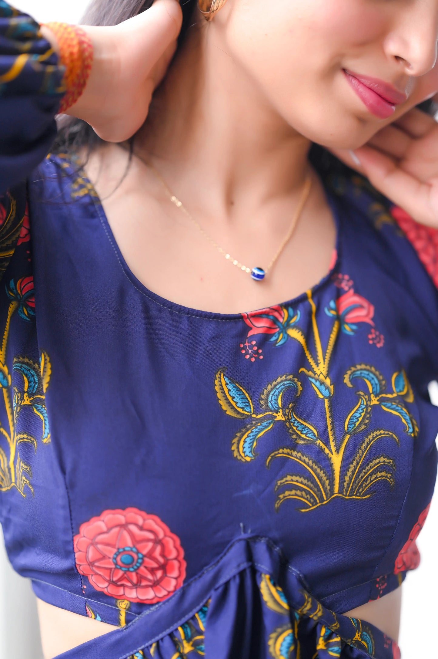 Asure Blue Blockprint Twirl Dress