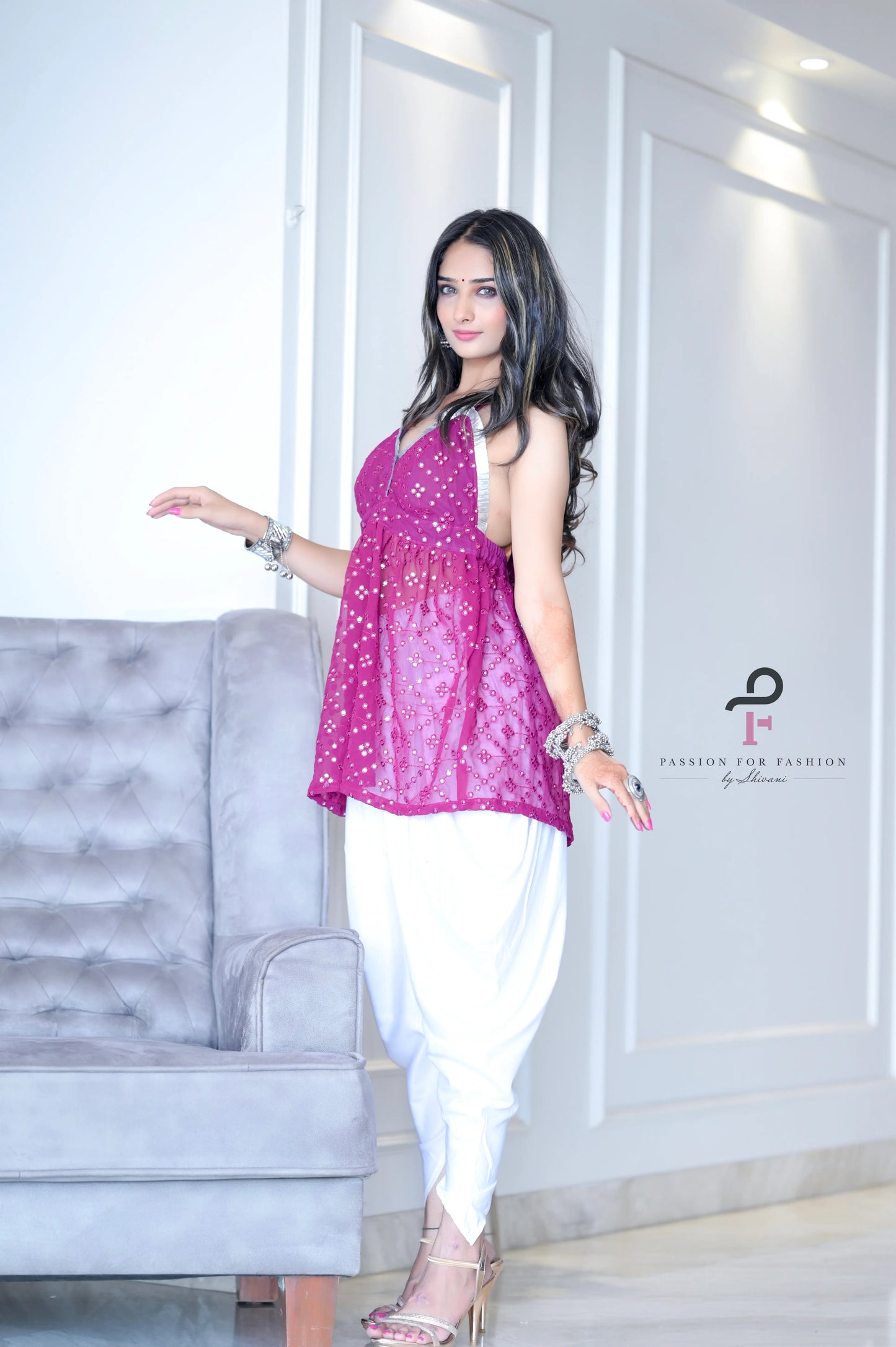 Rosebloom Wine Gulnaz Peplum Top