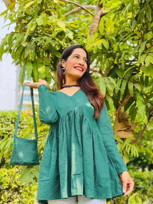 Paradise Green Short Gulnaz Peplum - Passion for Fashion by Shivani