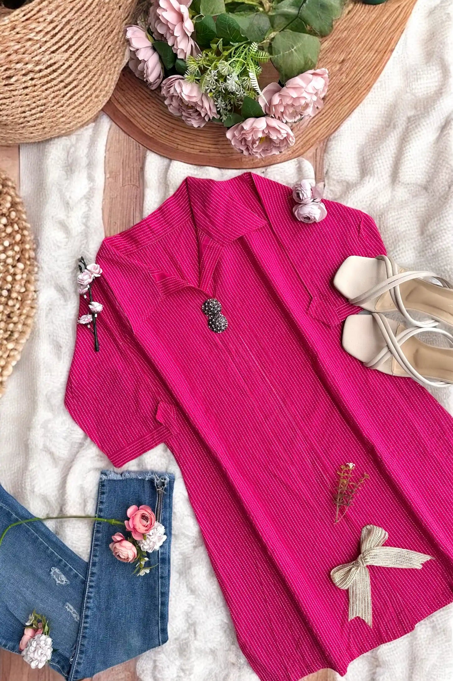 Pretty Pink Collar Rangriti Kurta - Passion for Fashion by Shivani