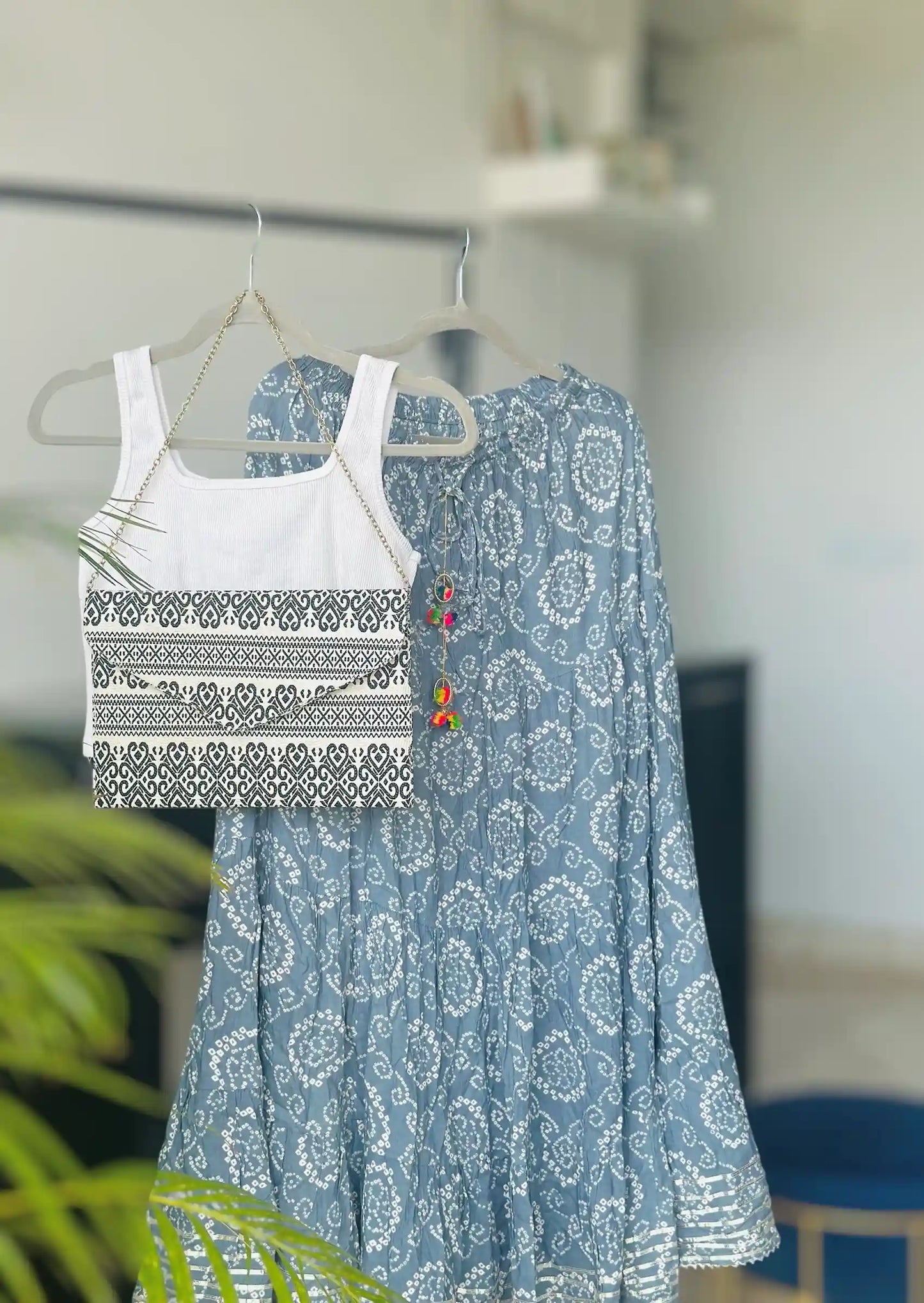 Jaipuri Grey Bandhej Twirl Skirt