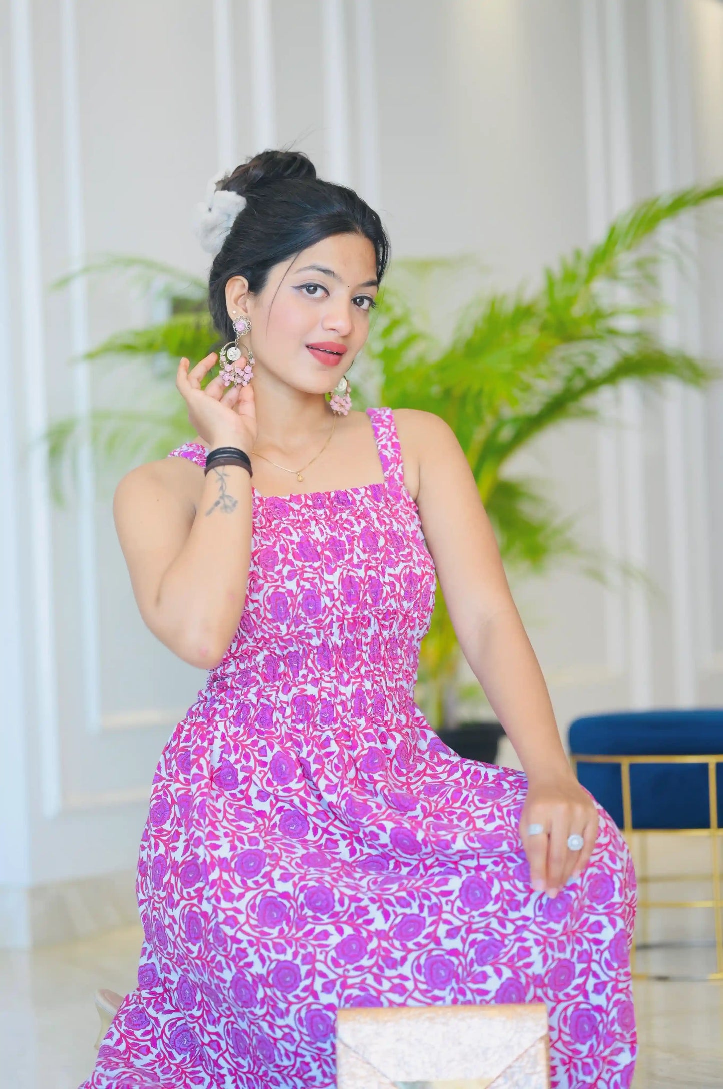 Jaipuri Pink Smoky Twirl Dress