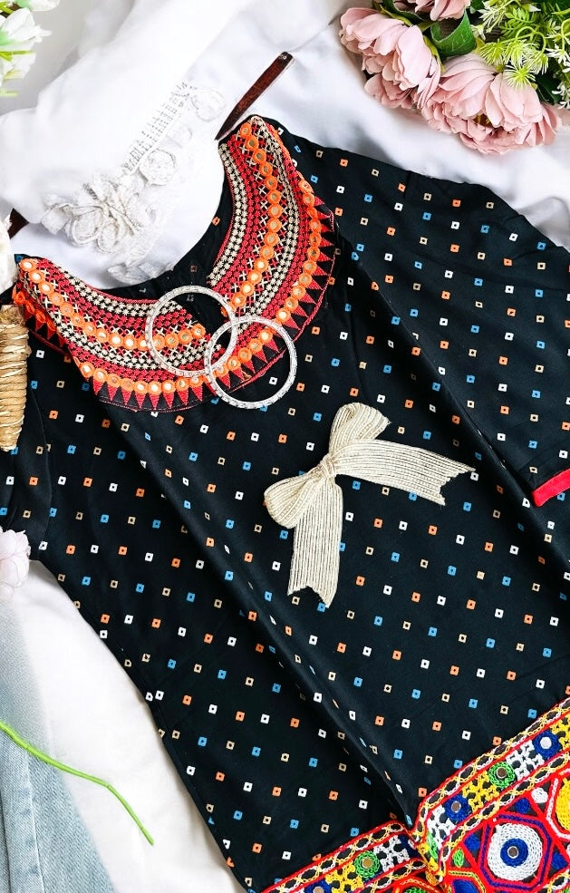 Bandhej Black Gamti Kurta - Passion for Fashion by Shivani