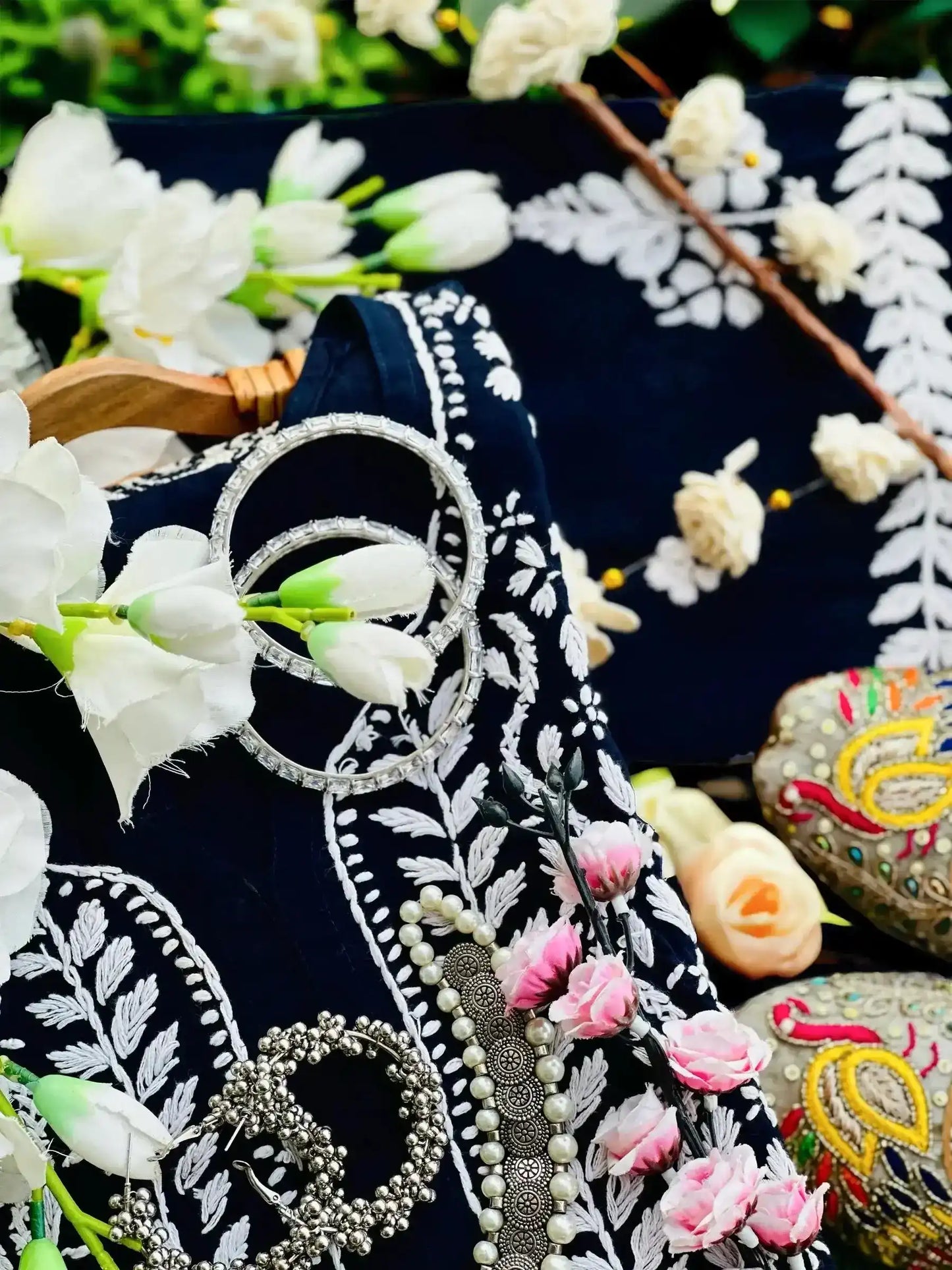 Cobalt Blue Meher Noor Chikankari Set - Passion for Fashion by Shivani