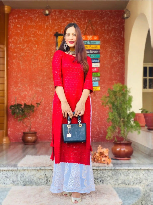 Rosy Maroon Sequence Embroidered Kurta - Passion for Fashion by Shivani