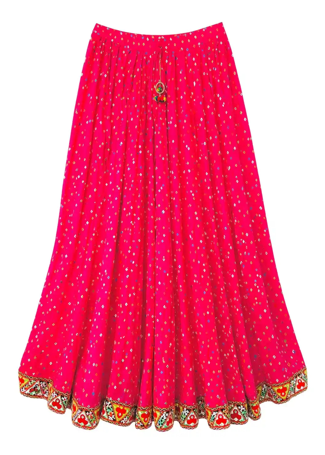 Pink Bandhej Jaipuri Twirl Skirt