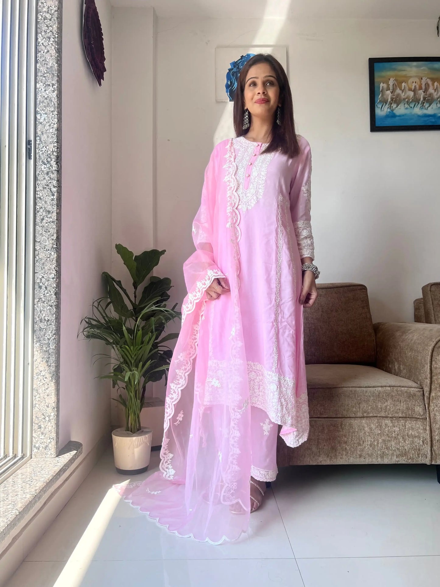 Soft Pink Meher Embroidered Suit Set - Passion for Fashion by Shivani