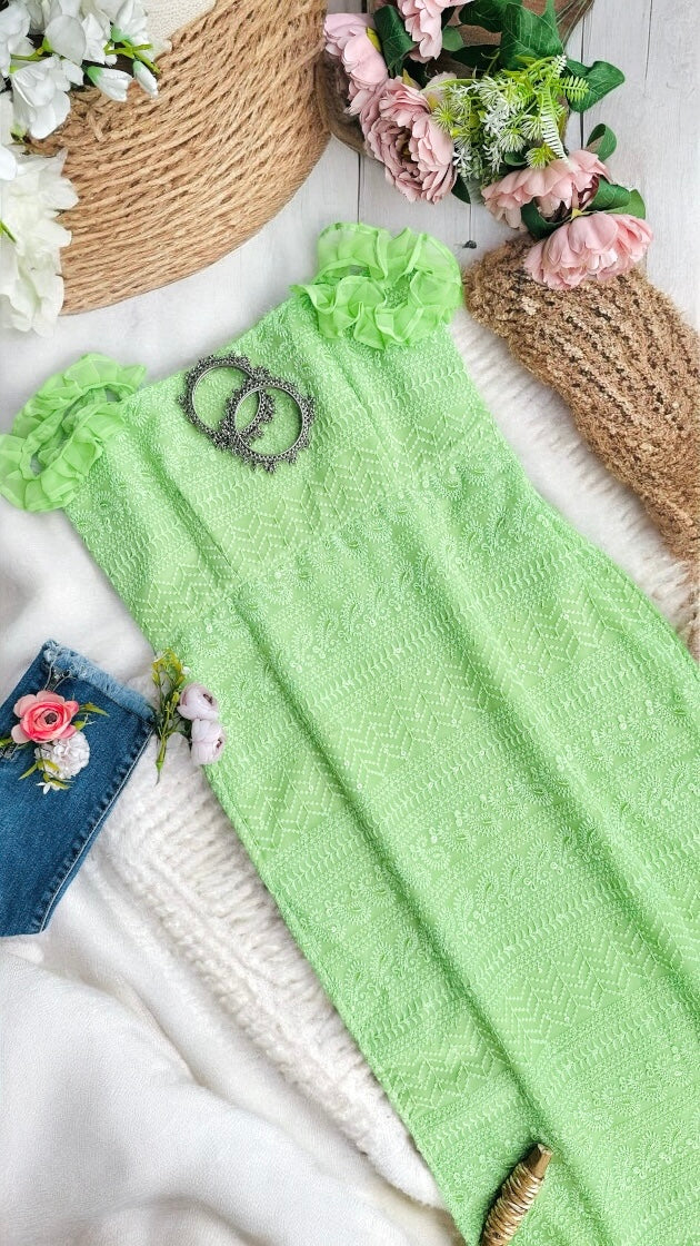 Soft Green Embroidered Gulnaz Kurta