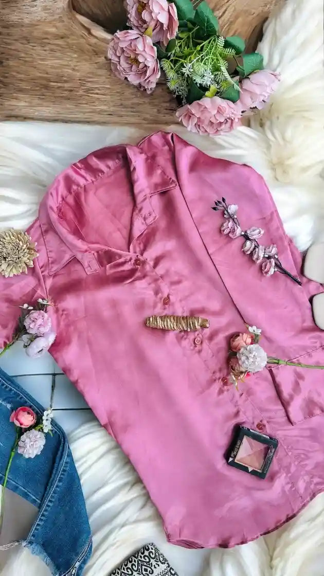 Blush Pink Satin Shirt