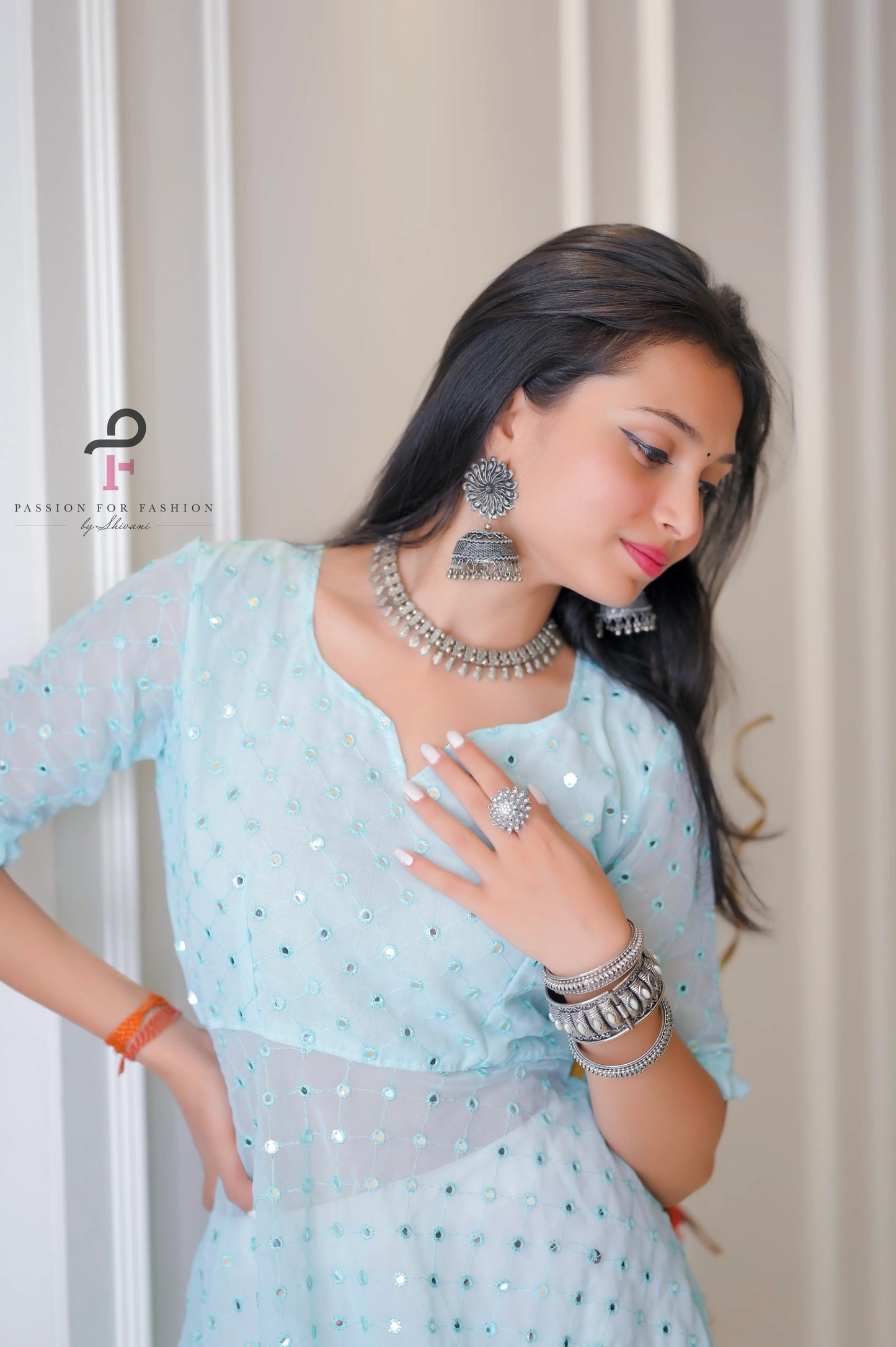 Dreamy Iris Blue Gulnaz Anarkali