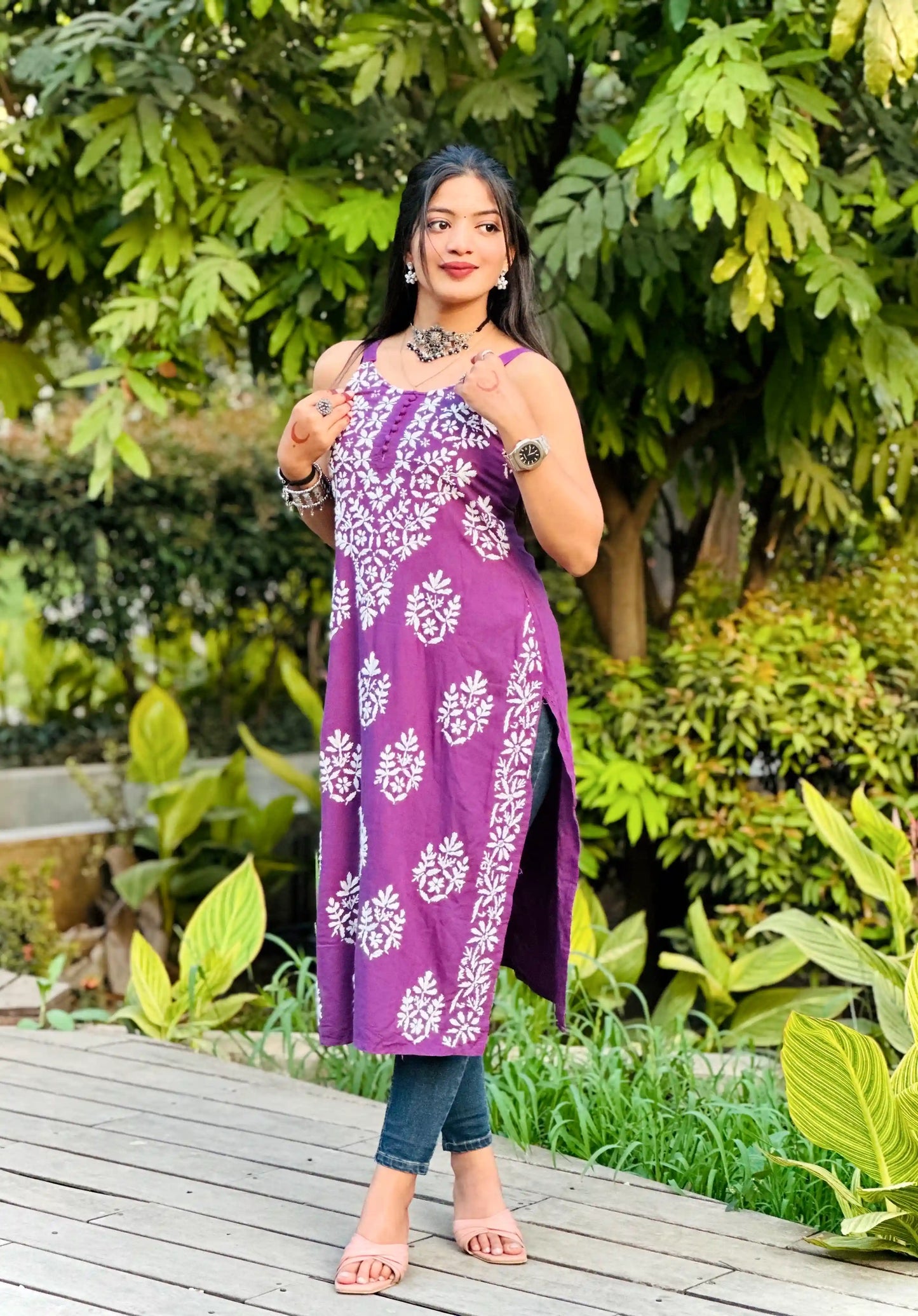 Shimmer Purple Aliya Noor Slit Kurta