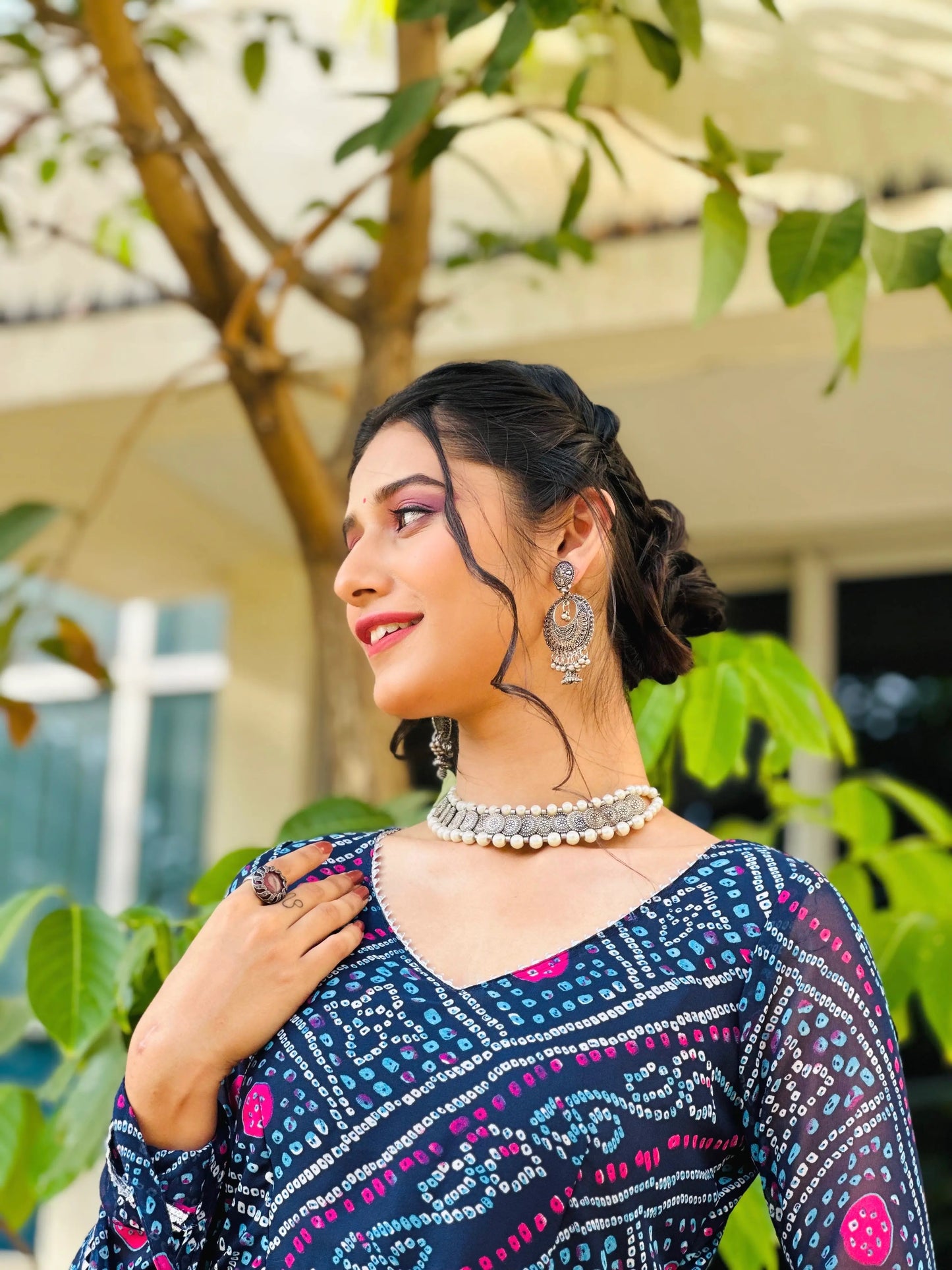 Mahima's Blue Gulnaz Bandhej Ensemble
