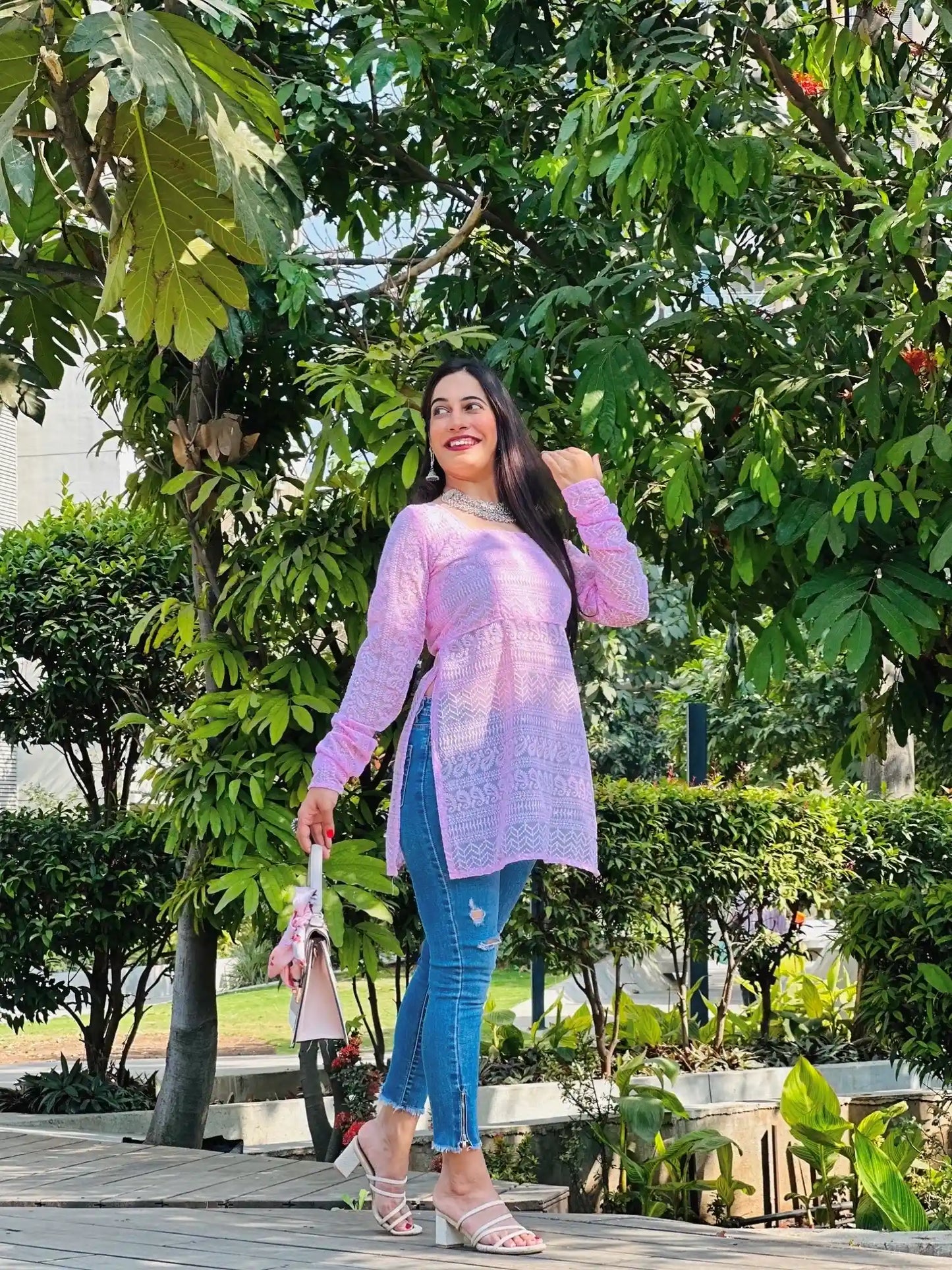 Blossom Pink Short Gulnaz Kurta