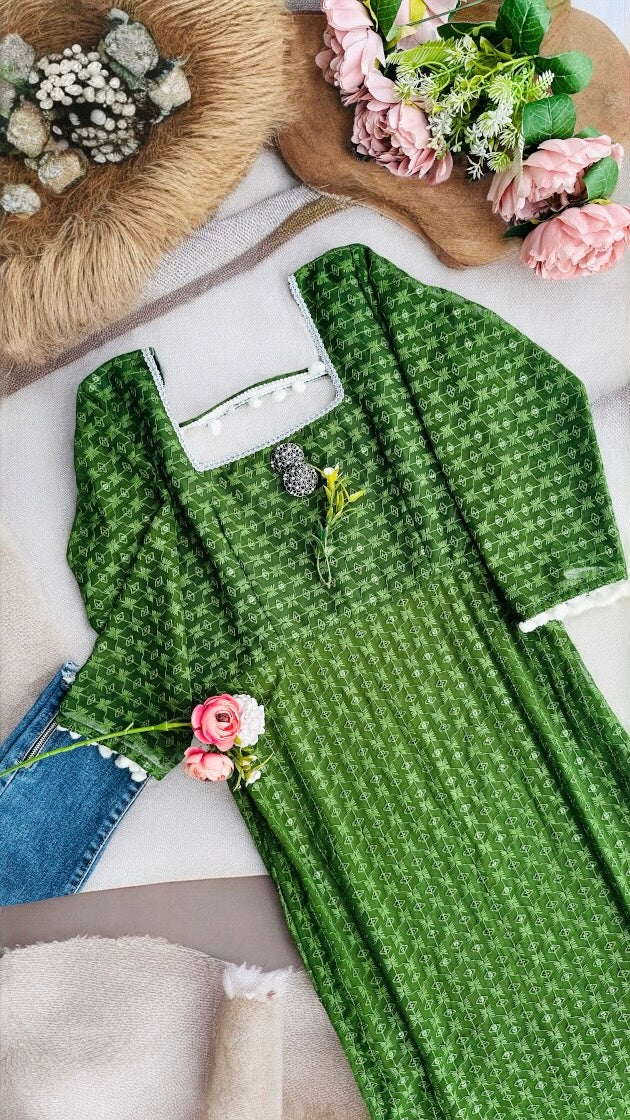 Emerald Green Gulnaz Embroidered Kurta