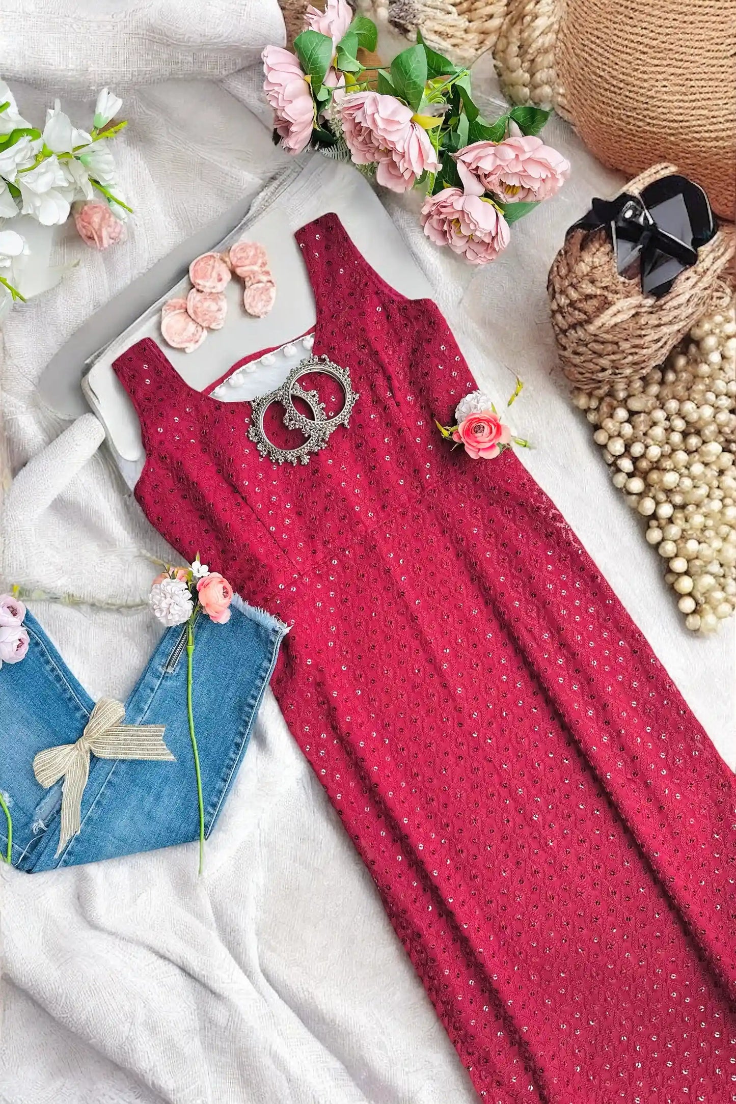 Nakhra Maroon Gulnaz Embroidered Kurta