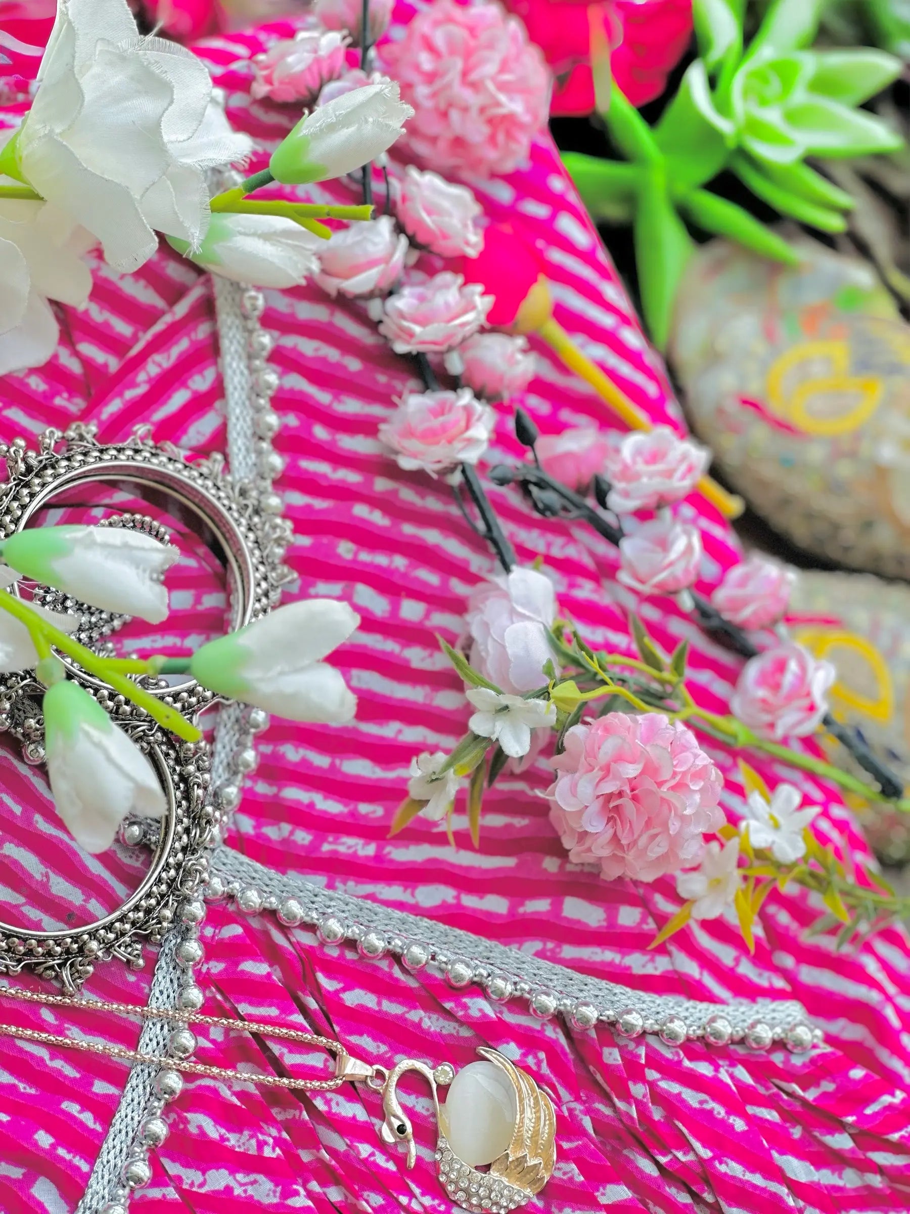 Rosebloom Pink Lehriya Gulnaz Anarkali - Passion for Fashion by Shivani
