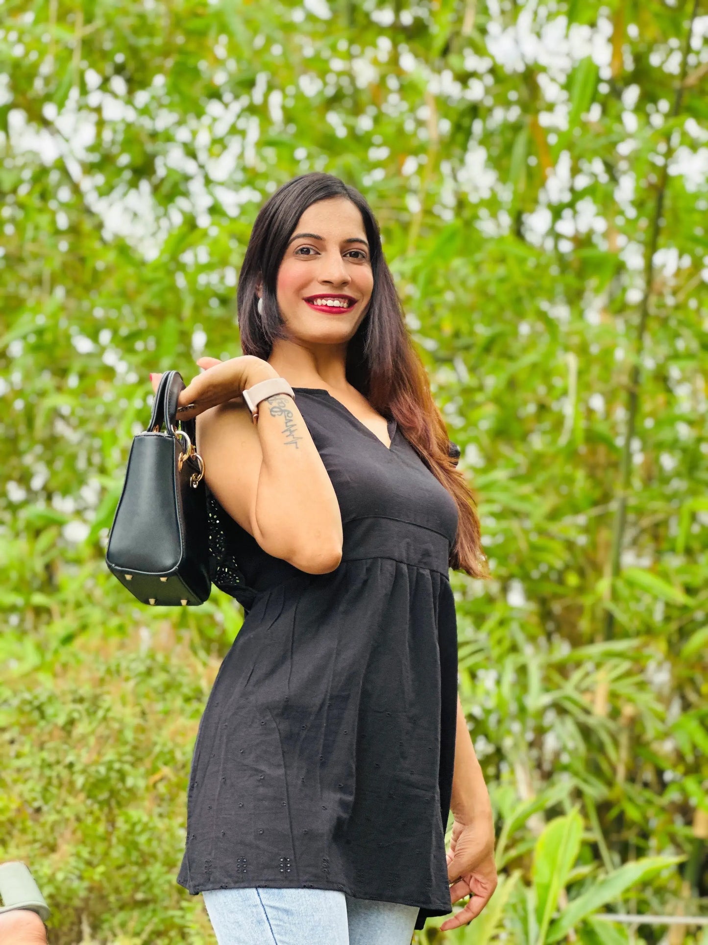 Starry Black Hacoba Short Kurta
