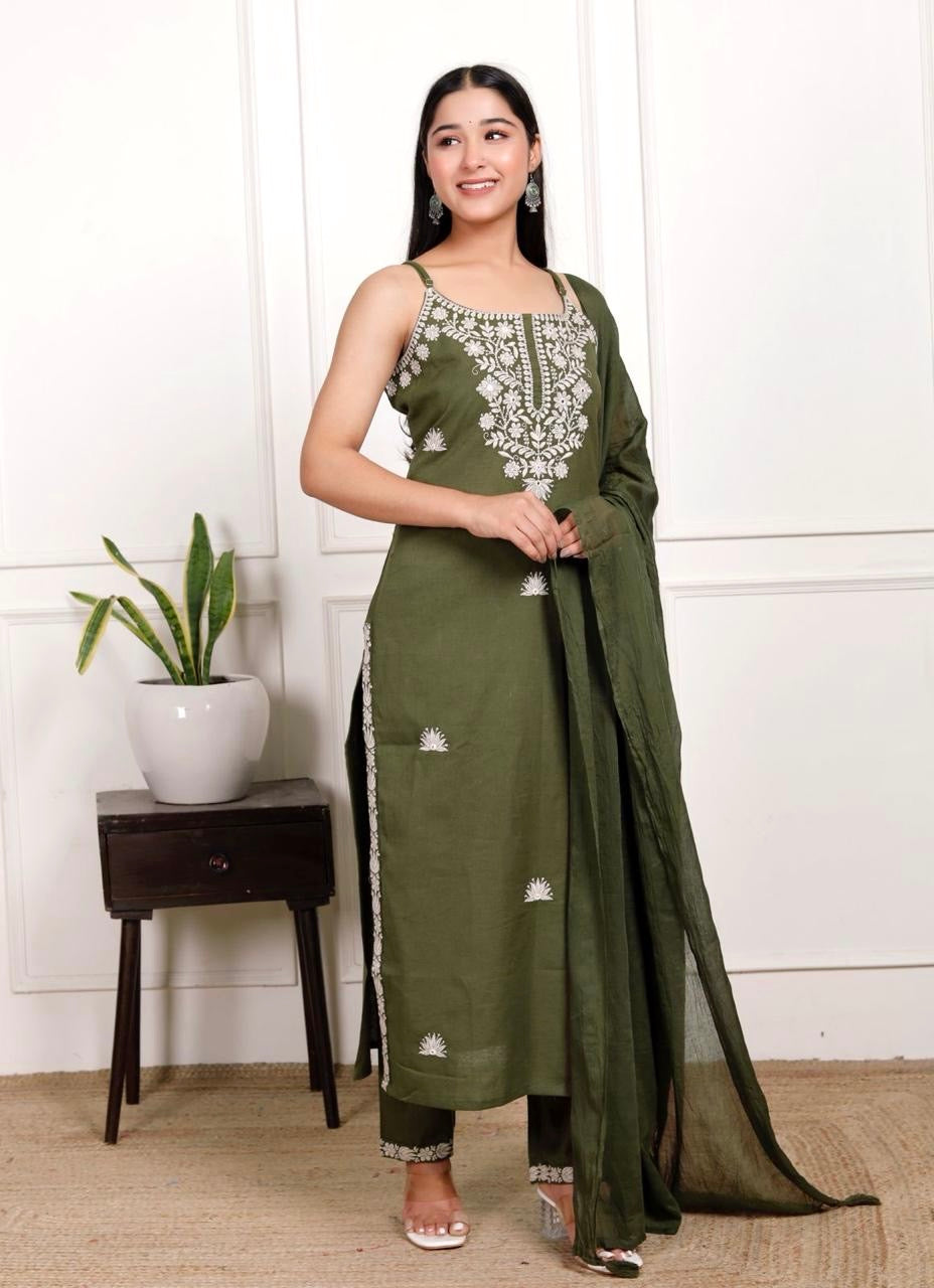 Emerald Bliss Embroidered Meher Suit