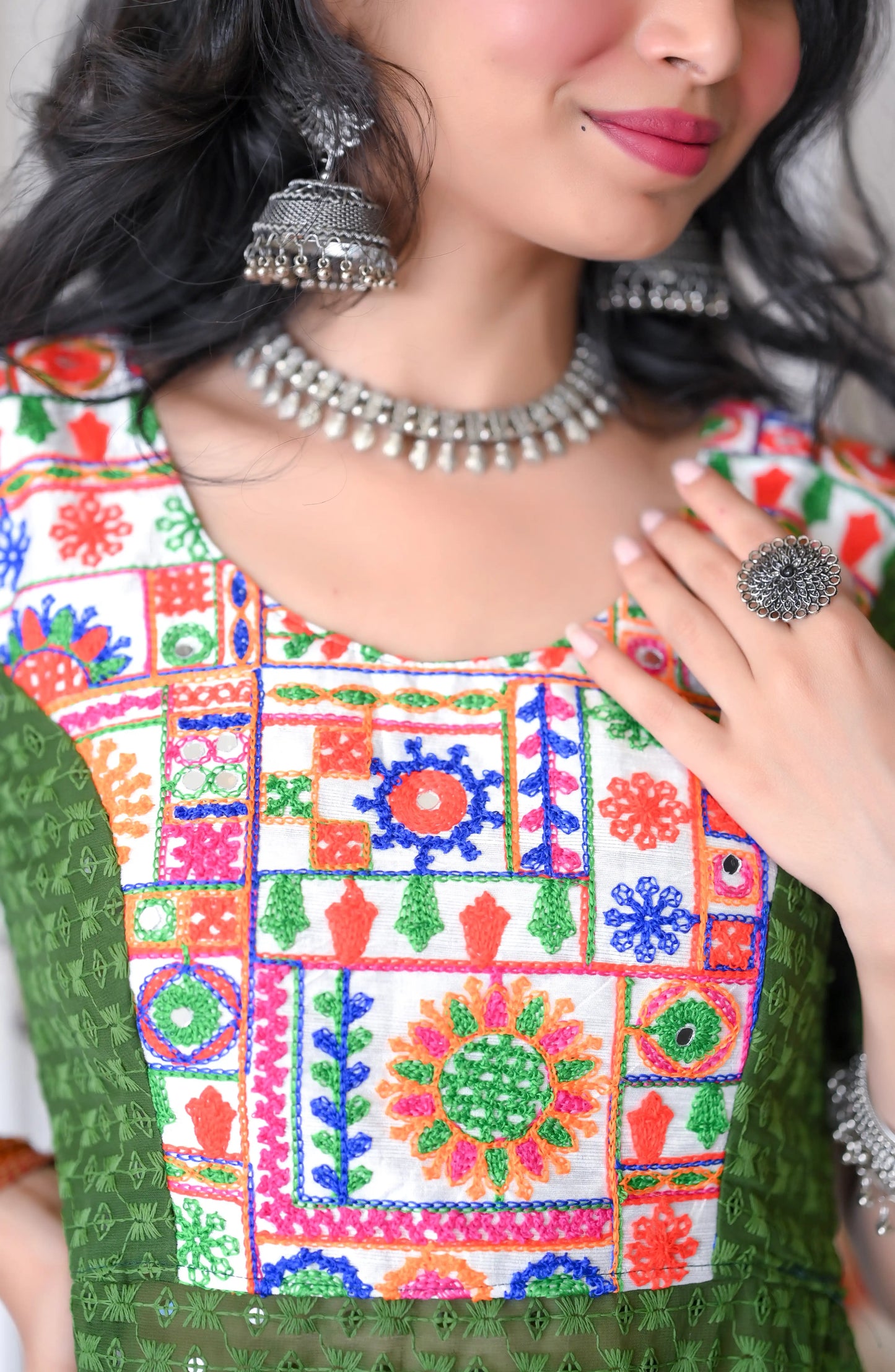 Verdant Green Embroidered Gulnaz Kurta