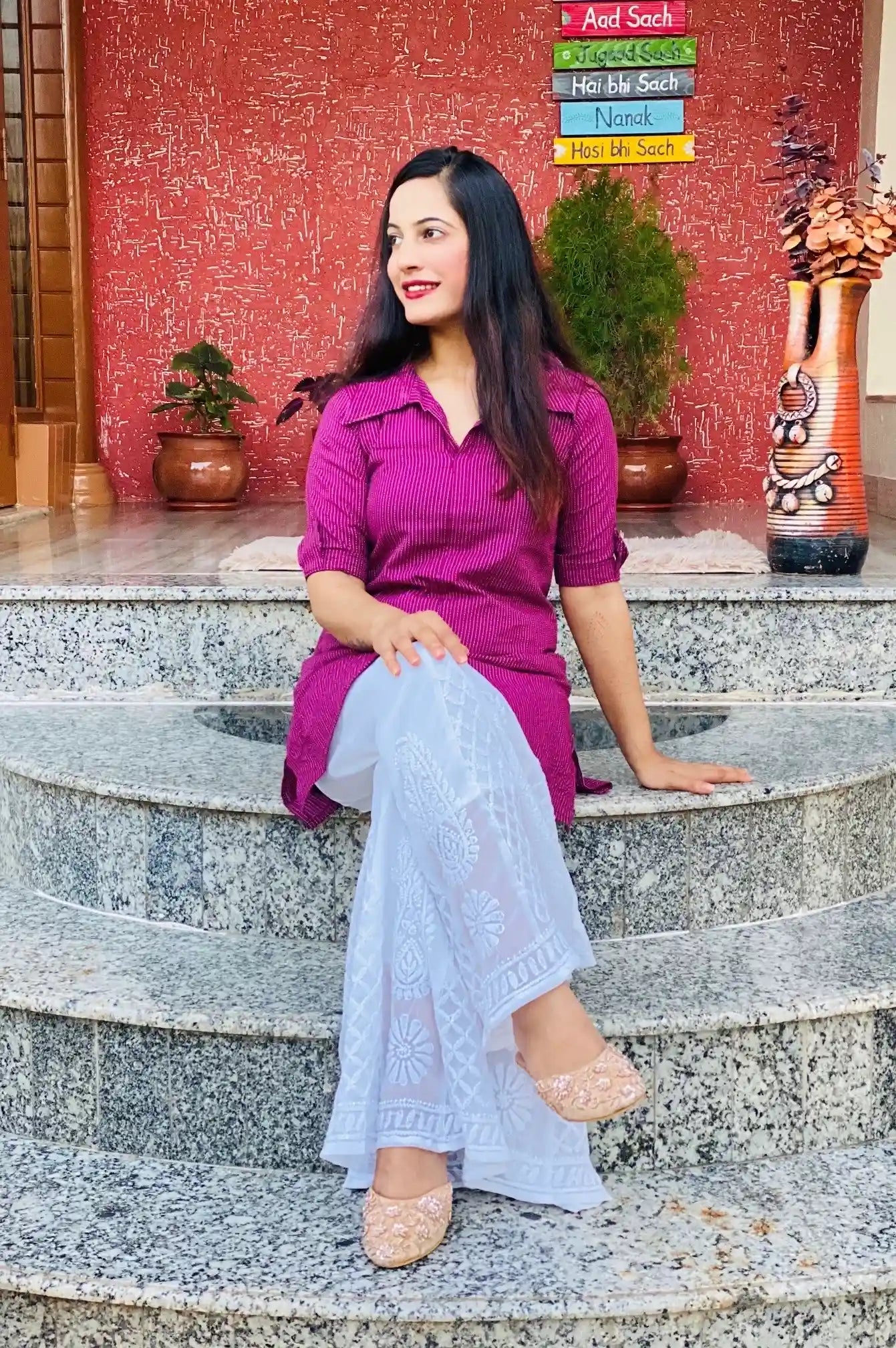 Purple Bliss Collar Rangriti Kurta