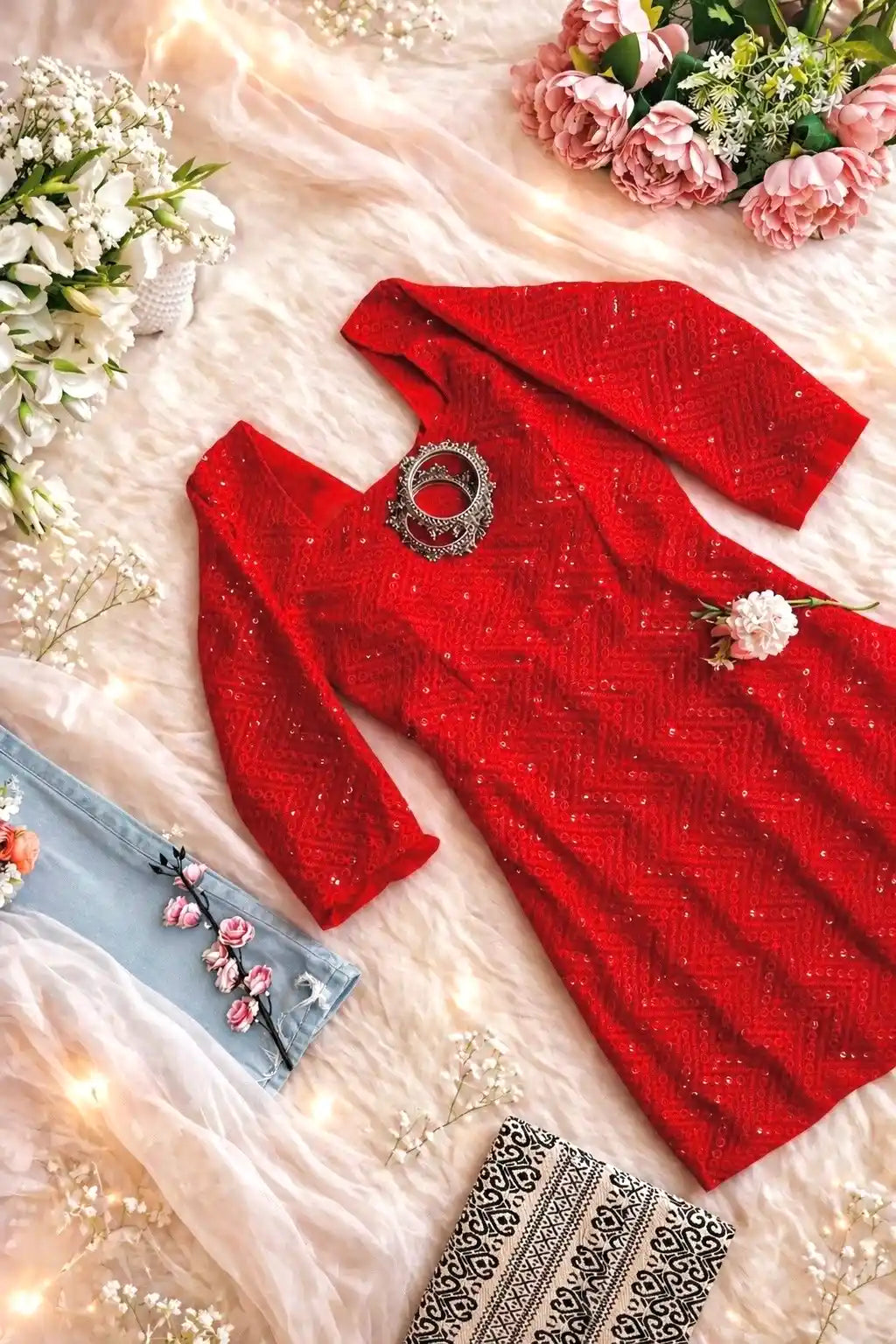 Scarlet Spark Sequin Kurta