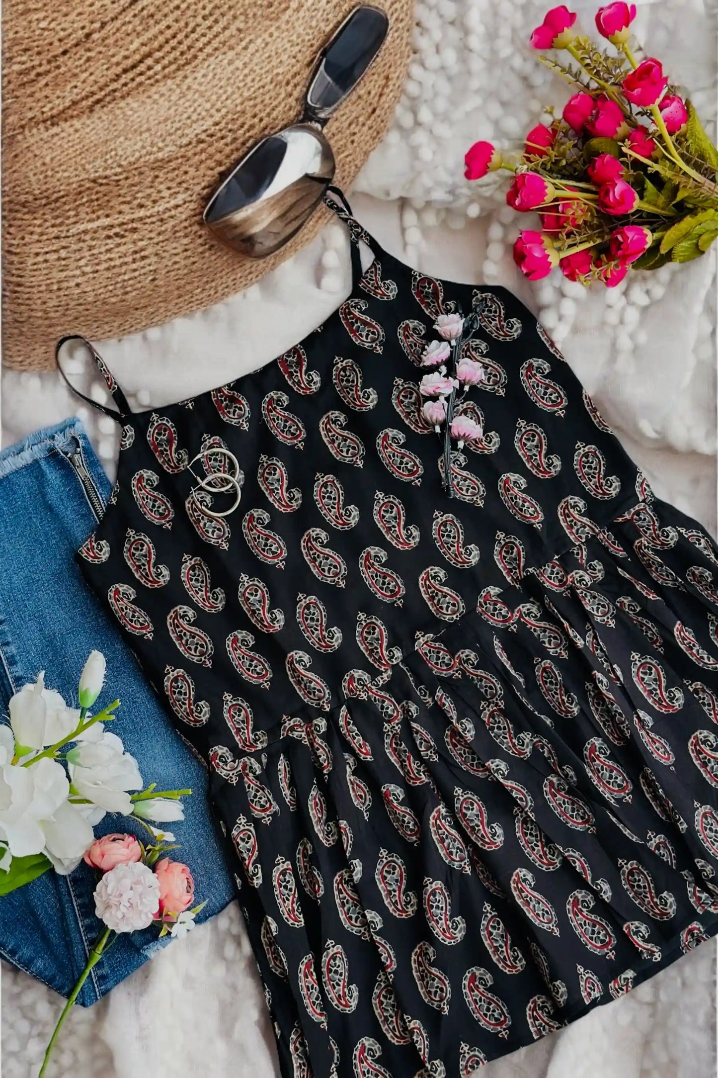 Soft Cotton Black Peplum Top