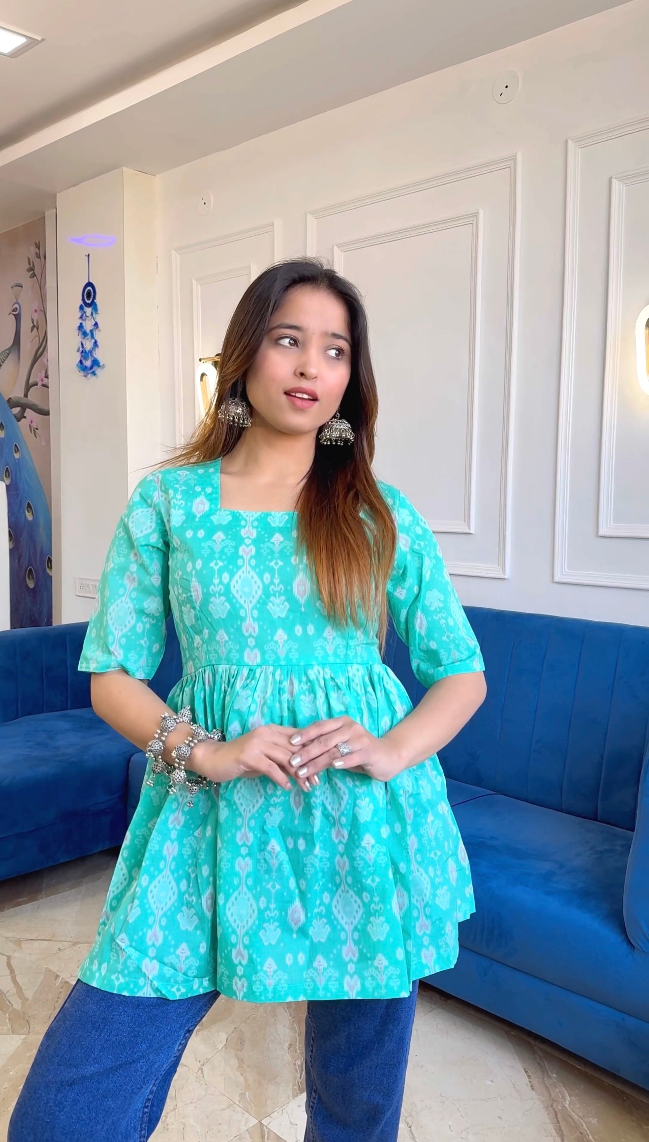 Manie’s Ikkat Jaipuri Short Top