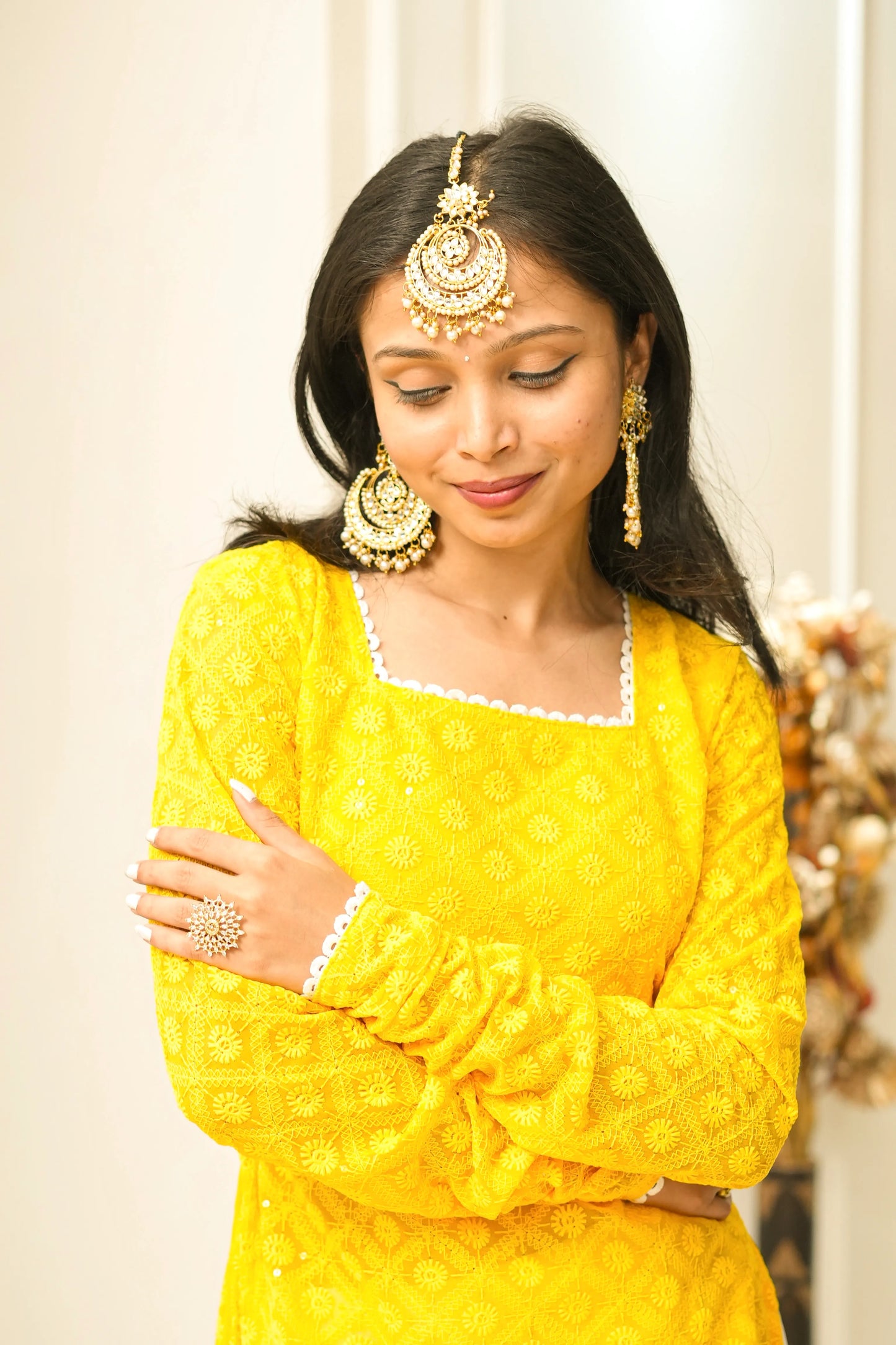 Amber Yellow Embroidered Gulnaz Kurta