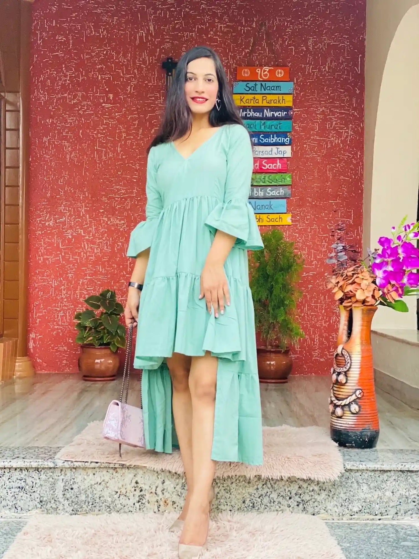 Seafoam Ruffle High - Low Dress - Passion for Fashion by Shivani