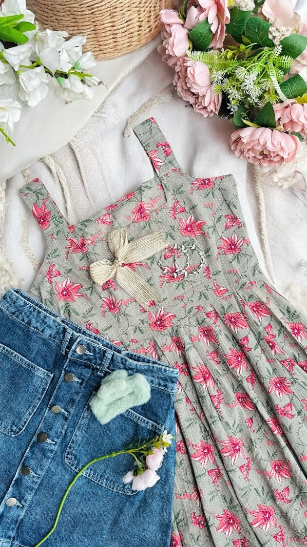 Cute Grey Hand Printed Peplum Top