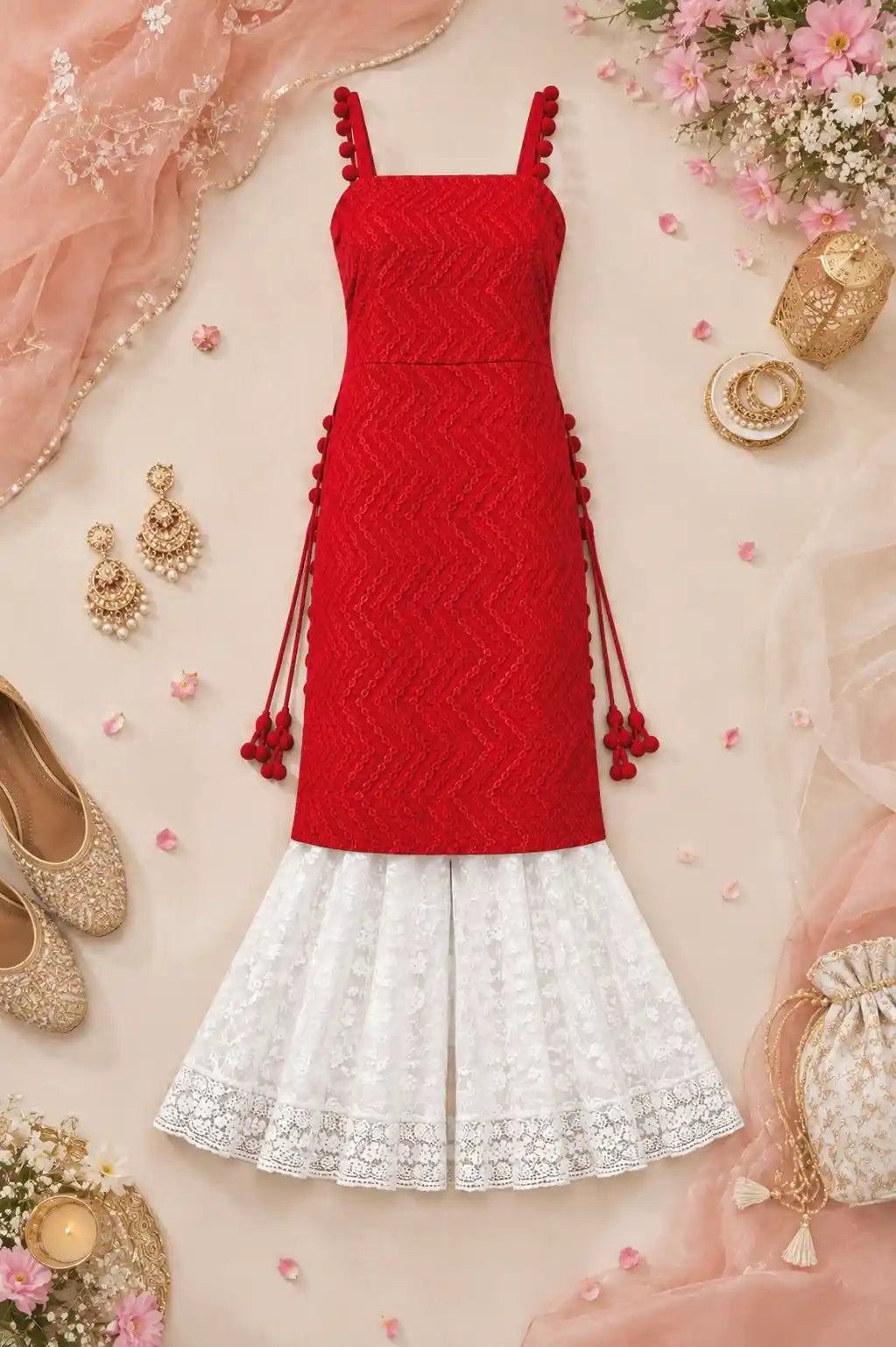 Ruby Red Embroidered Gulnaz Kurta