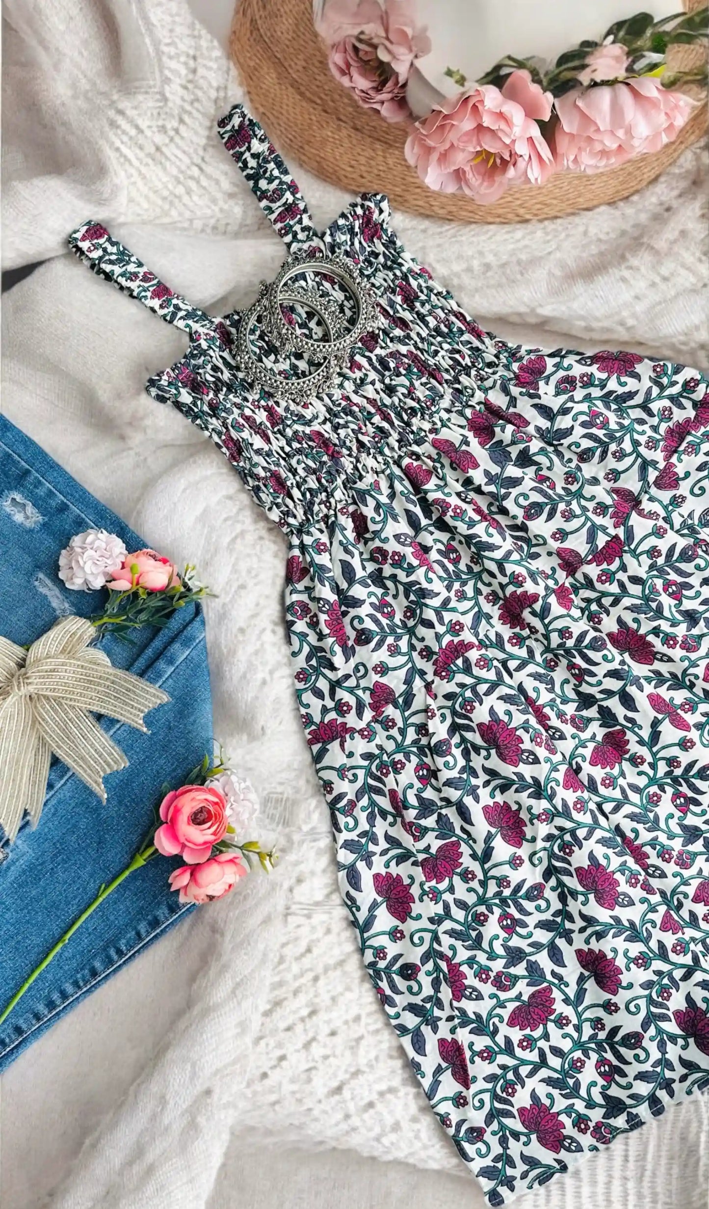 Pink Kalamkari Cute Jaipuri Peplum