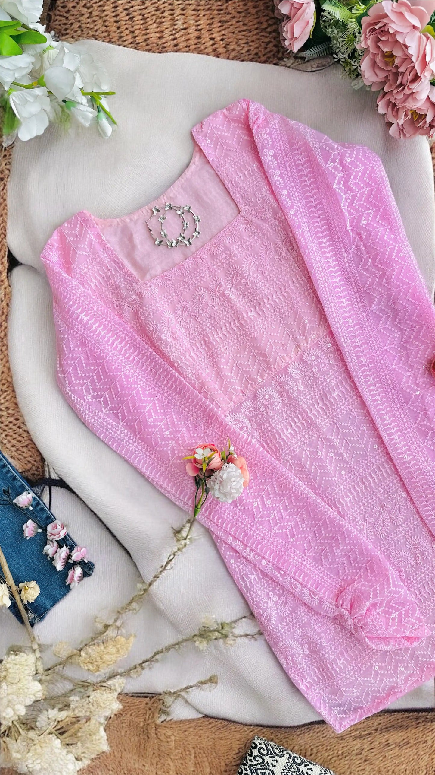 Blossom Pink Short Gulnaz Kurta