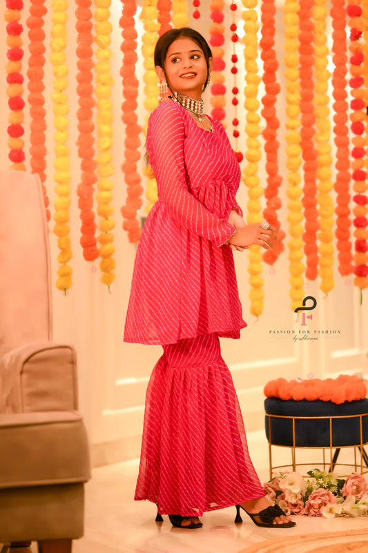Blossom Pink Lehriya Gulnaz Ensemble - Passion for Fashion by Shivani