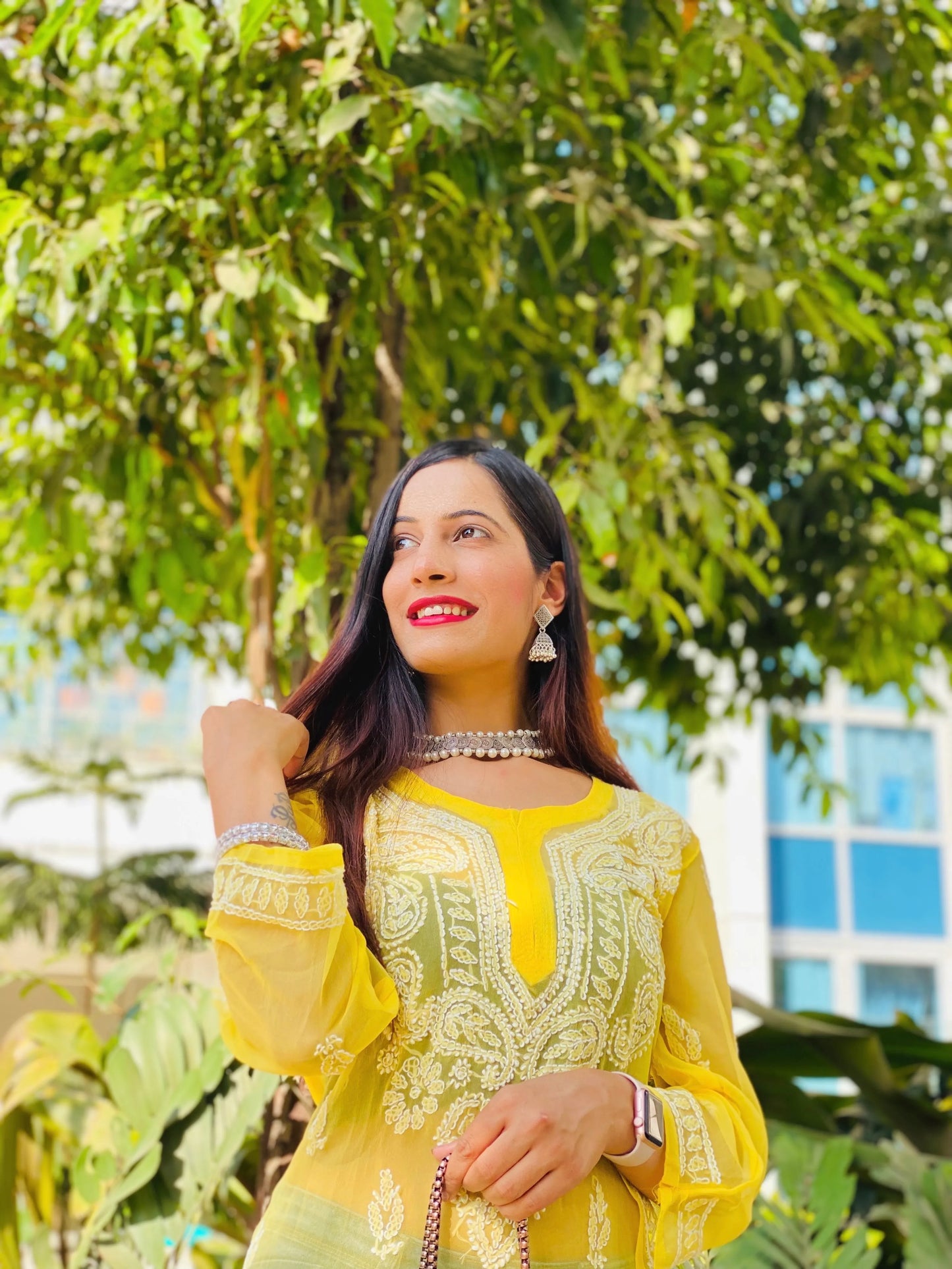 Sunflower Yellow Noor Chikan Kurta