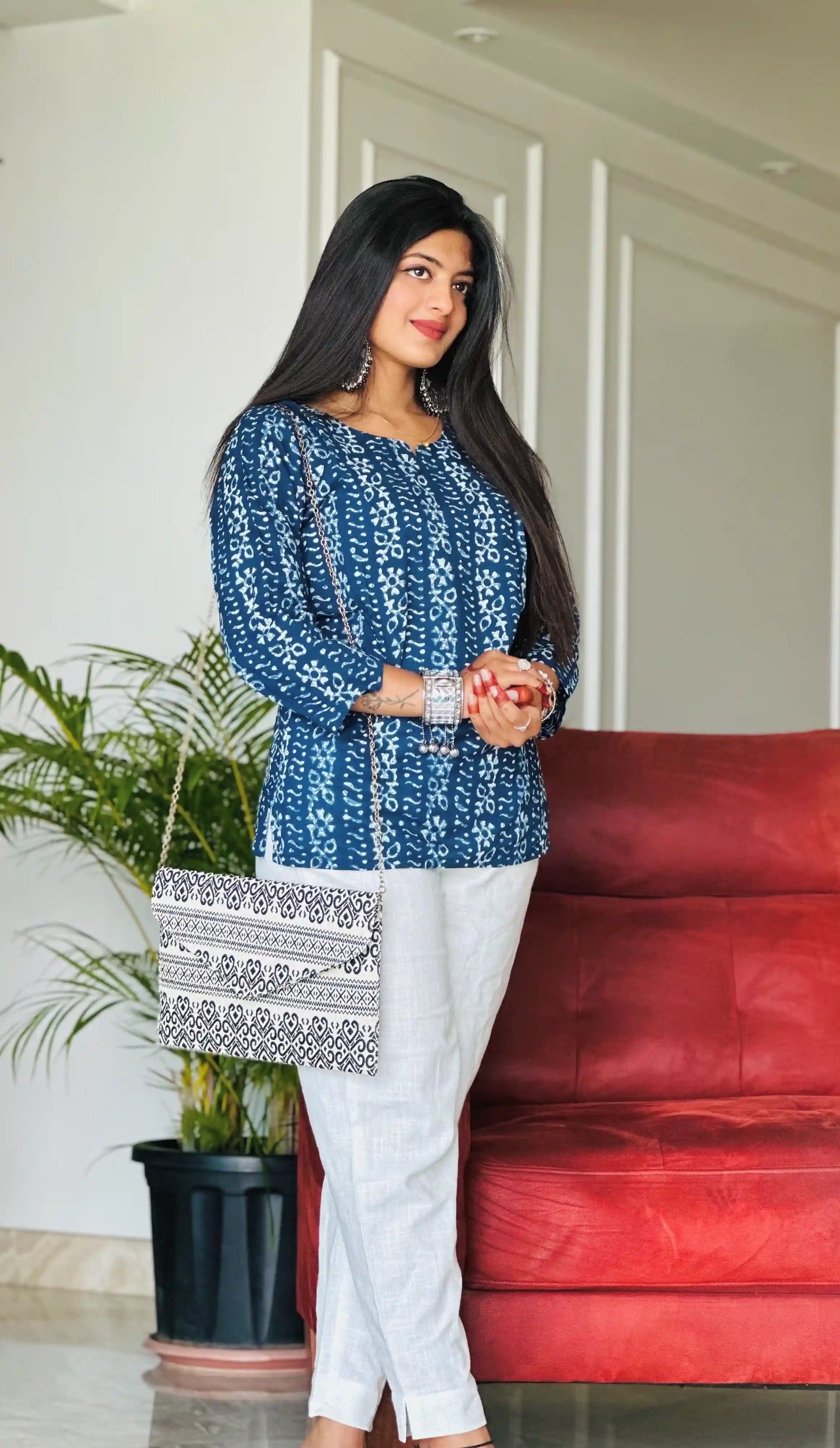 Classic Blue Indigo Short Kurta