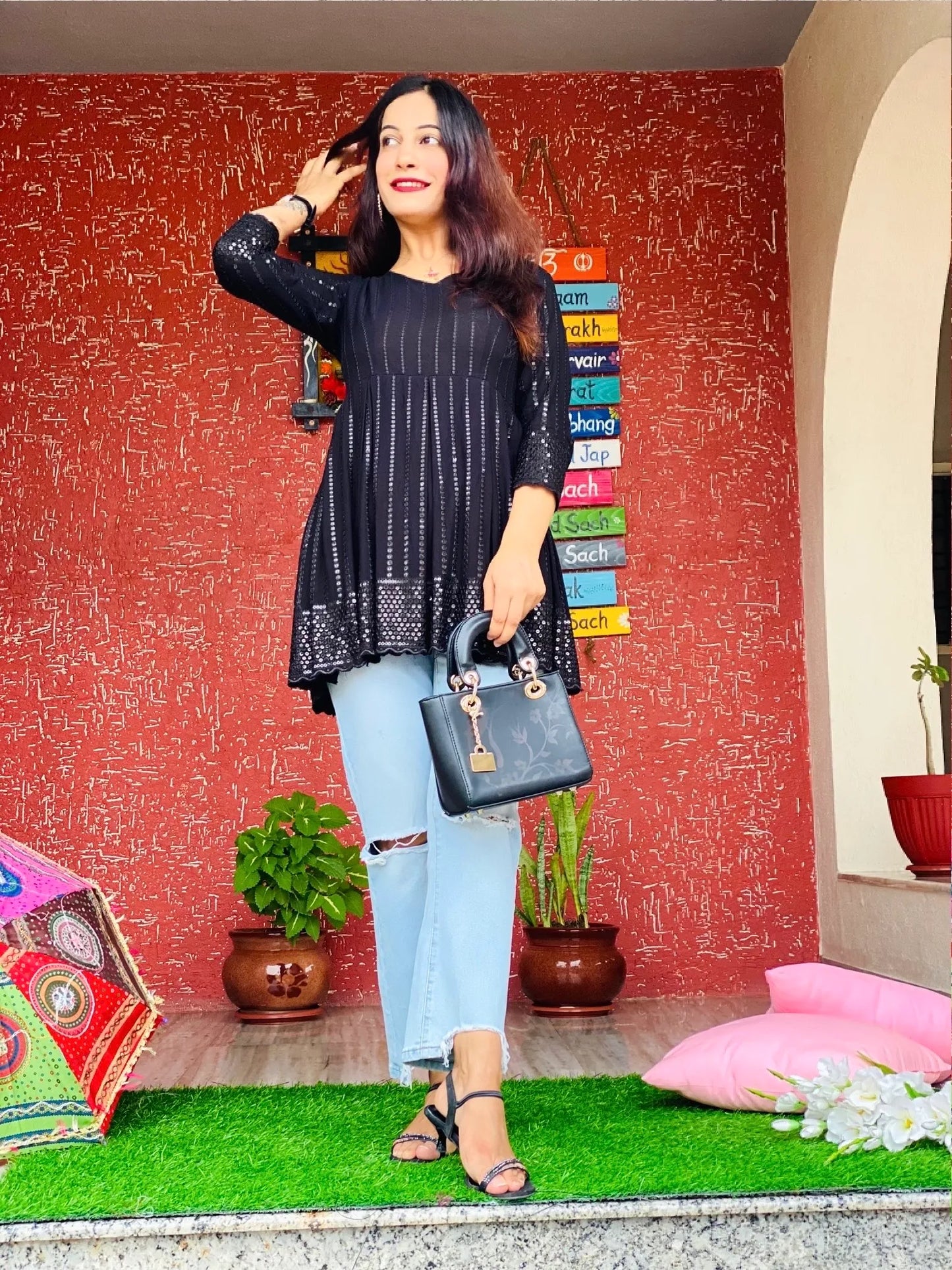 Pitch Black Gulnaz Peplum Top
