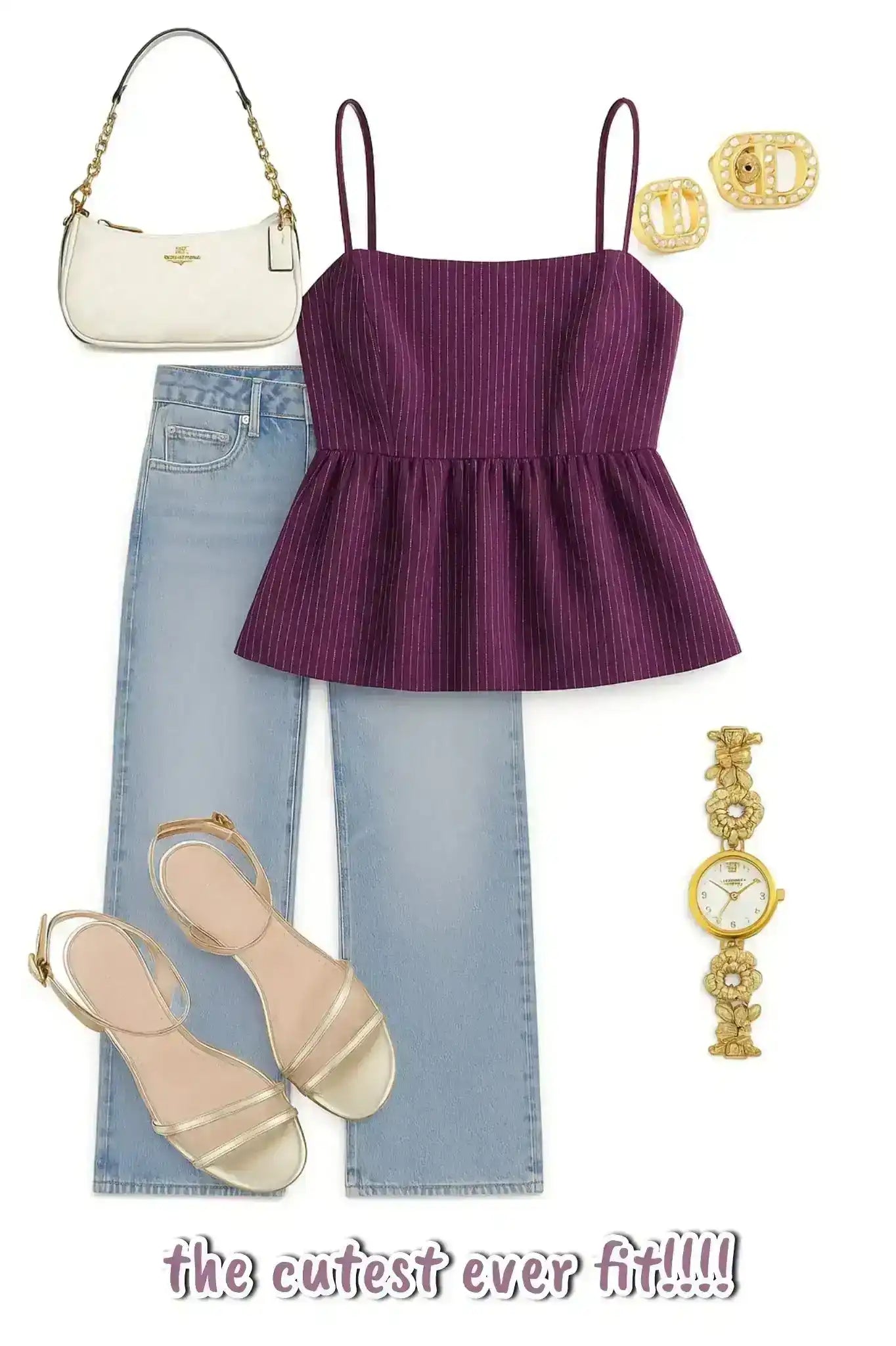 Magenta Pinstripe Cute Peplum Top