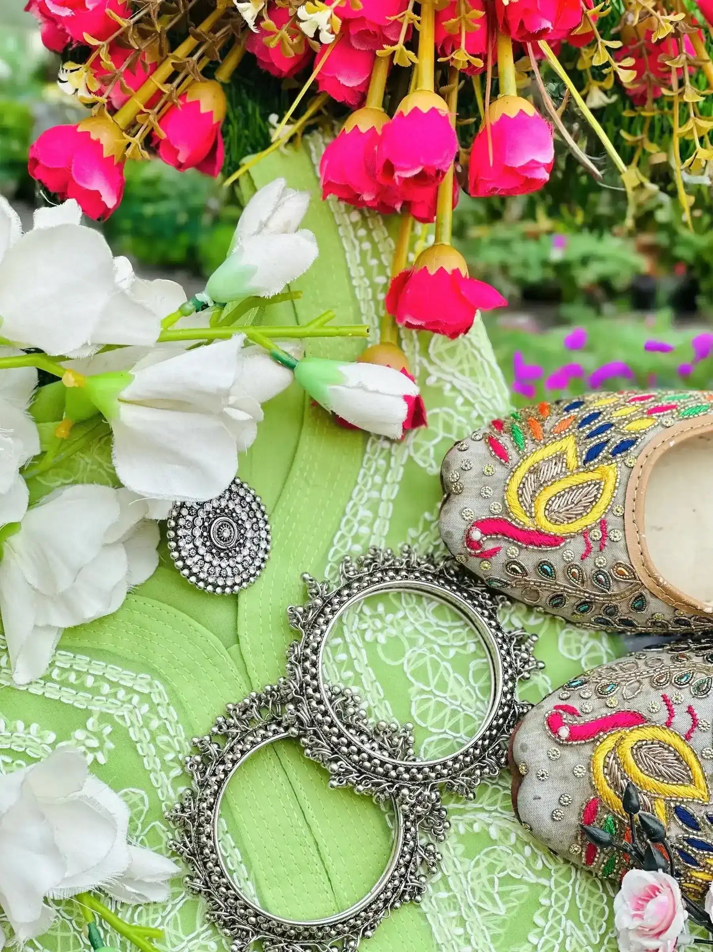 Forest Green Noor Chikan Kurta - Passion for Fashion by Shivani