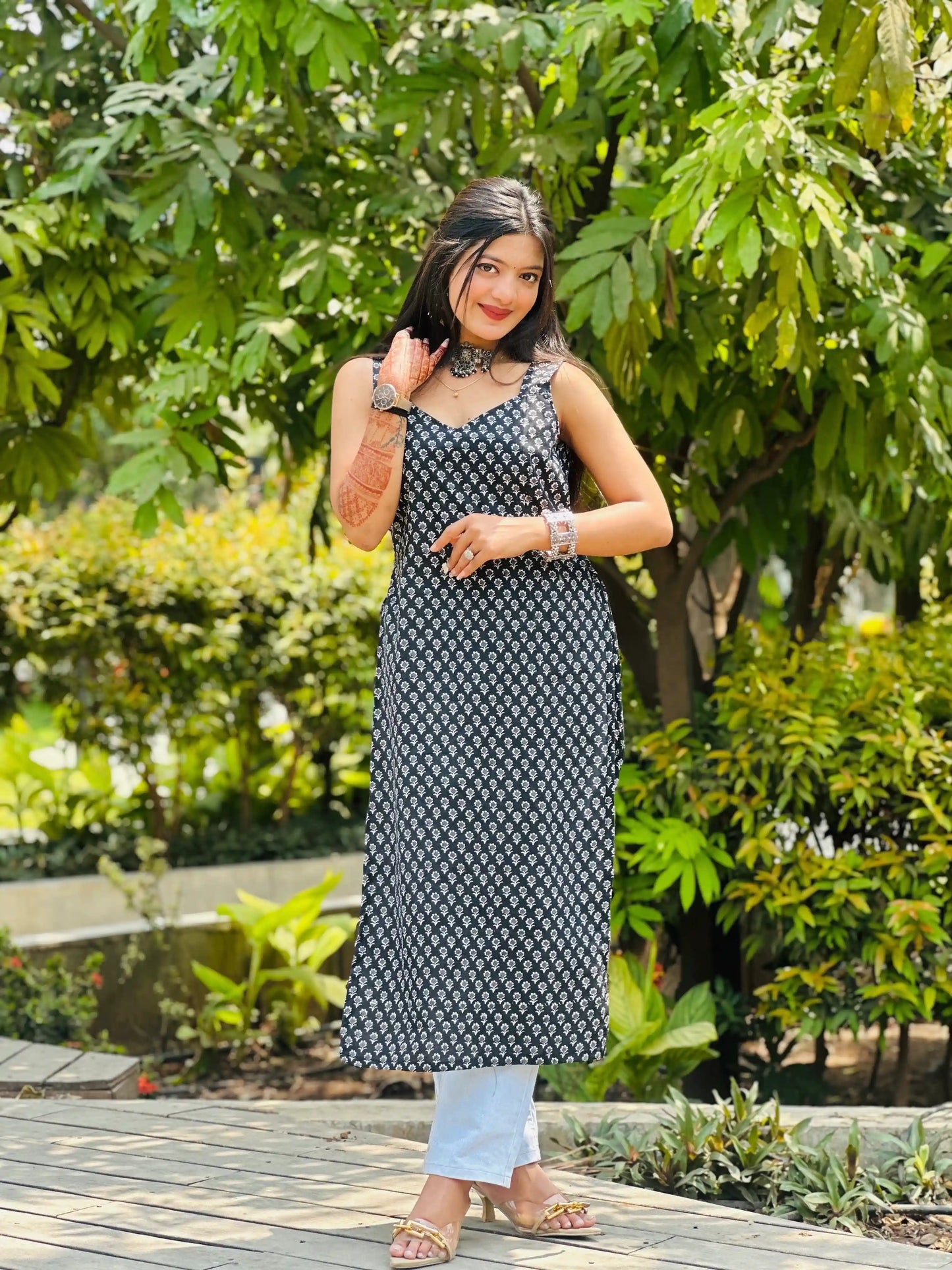 Black Jaipuri Mulmul Kurta