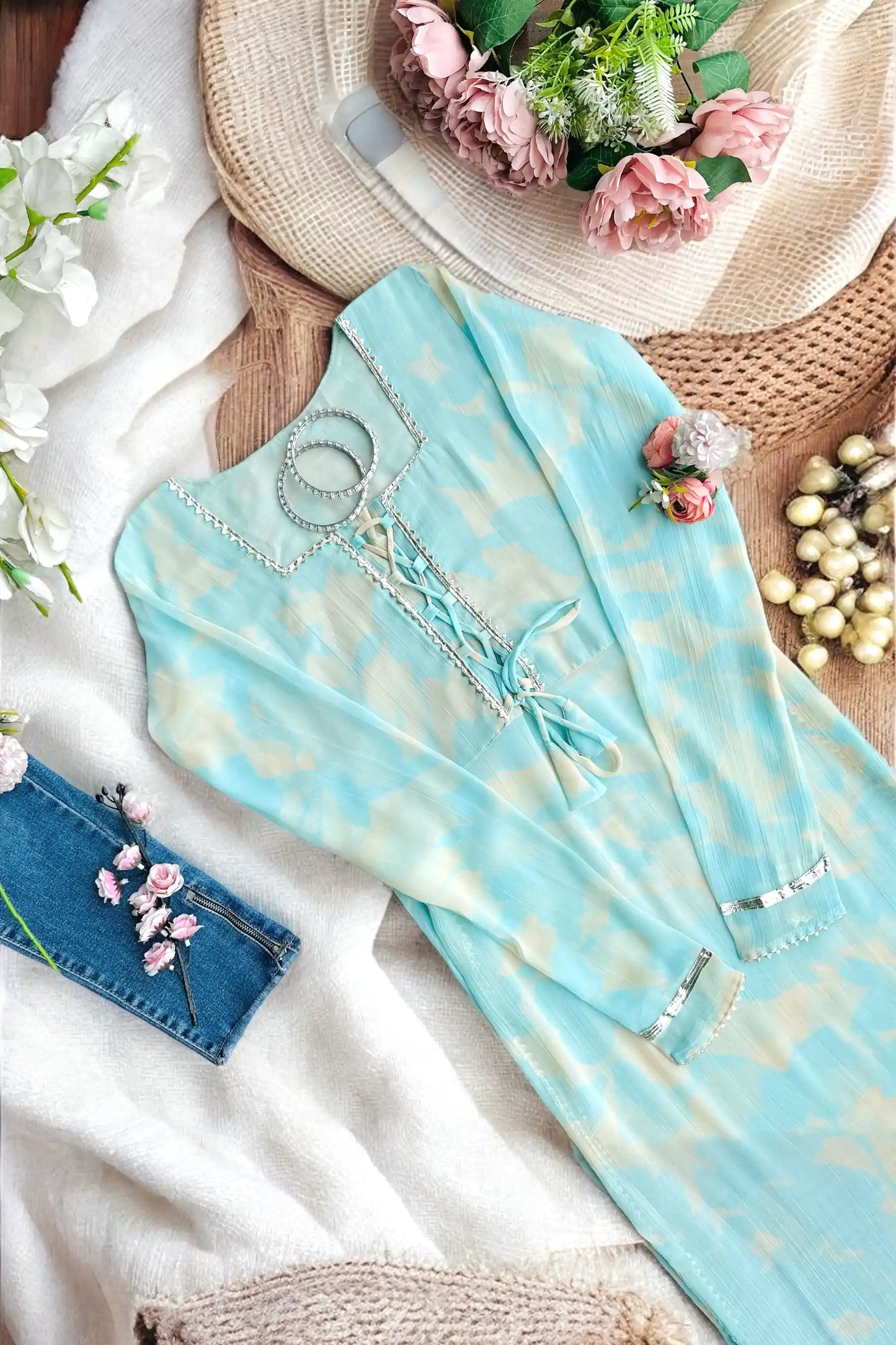 Tye Dye Georgette Dori Gulnaz Kurta - Passion for Fashion by Shivani