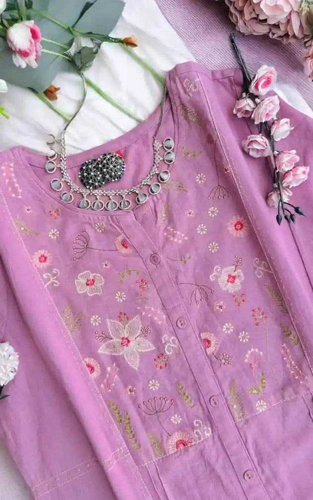 Lilac Embroidered Meher Suit Set - Passion for Fashion by Shivani
