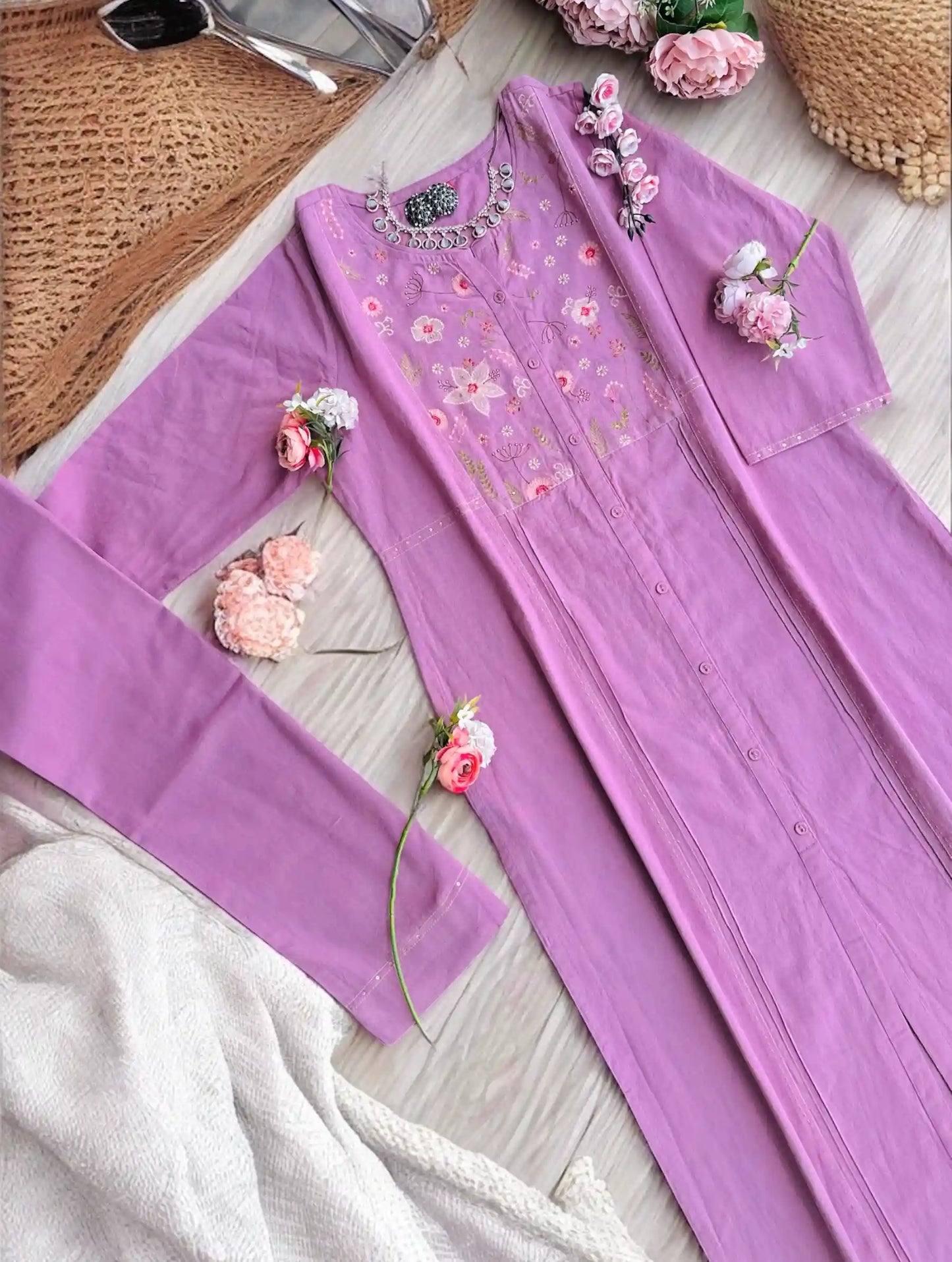 Lilac Embroidered Meher Suit Set - Passion for Fashion by Shivani