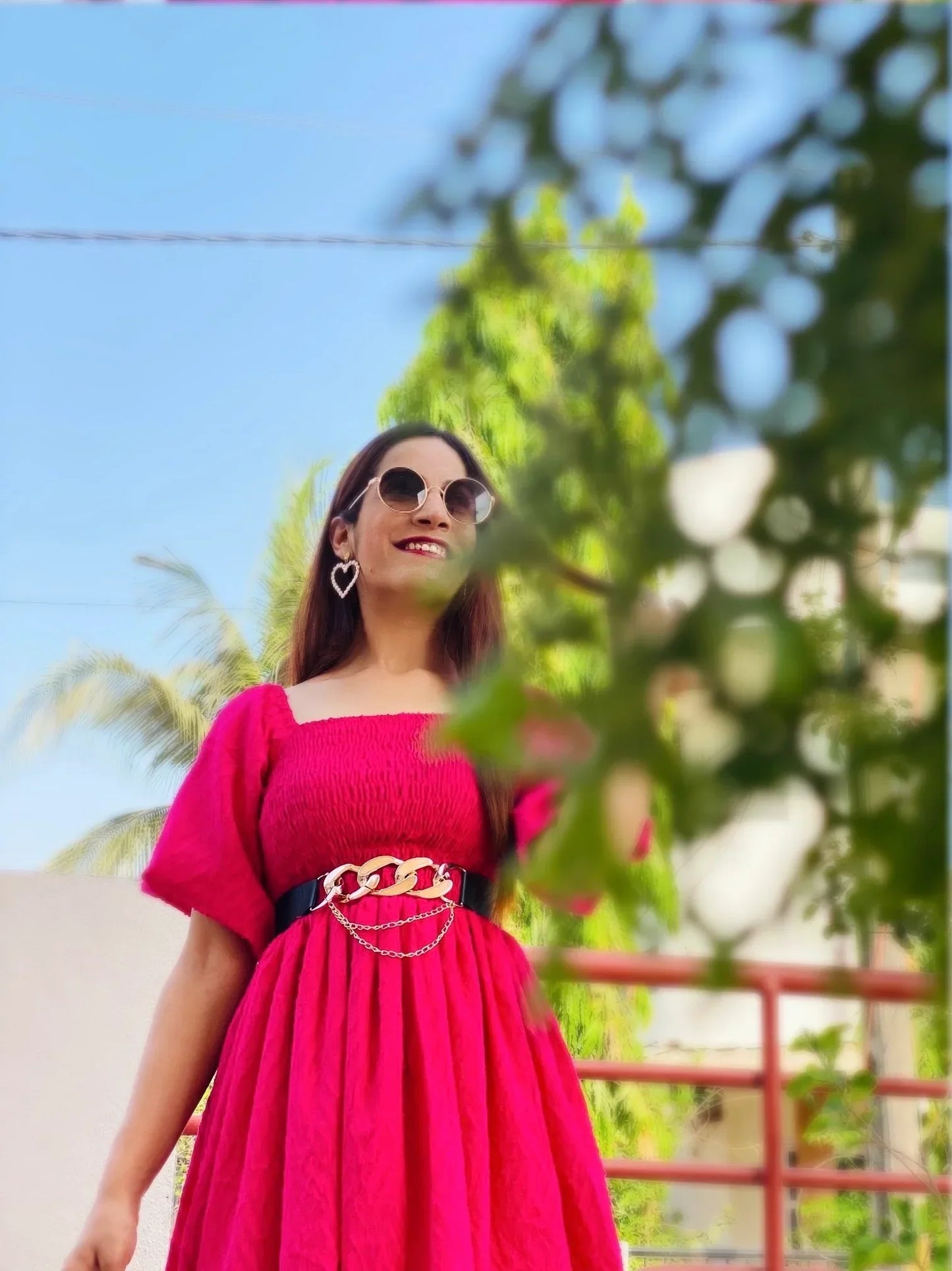 Eliza Pink Adjustable Smoky Dress - Passion for Fashion by Shivani