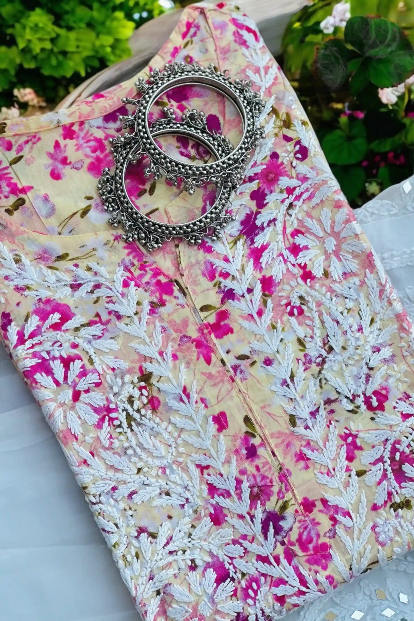 Shaded Purple Fanah Mul Chikankari
