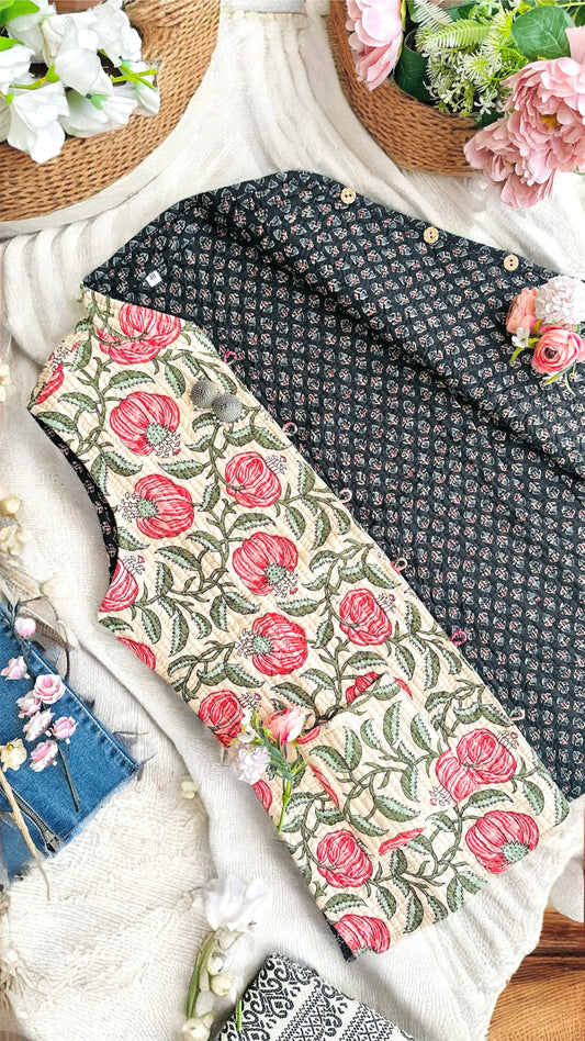 Kalamkari Cream Jaipuri Jacket