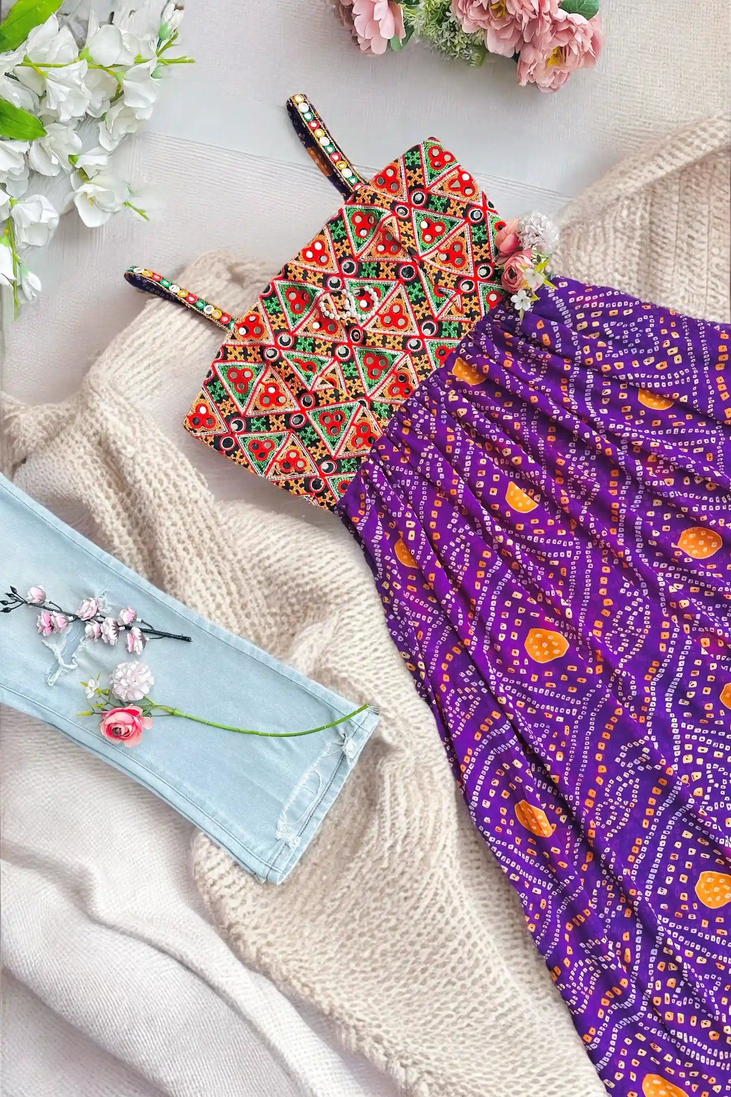 Blossom Bandhej Gulnaz Embroidered Kurta