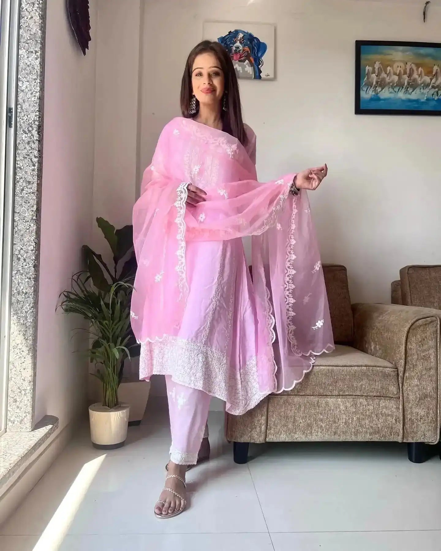 Soft Pink Meher Embroidered Suit Set - Passion for Fashion by Shivani