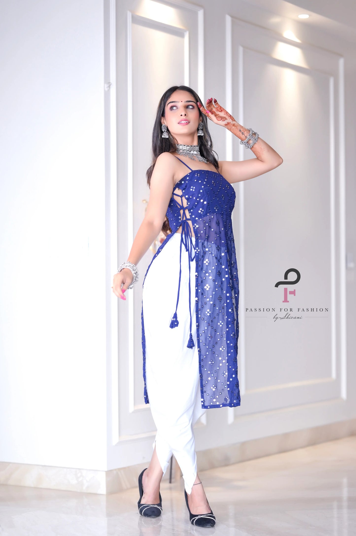 Rosebloom Blue Dori Gulnaz Kurta