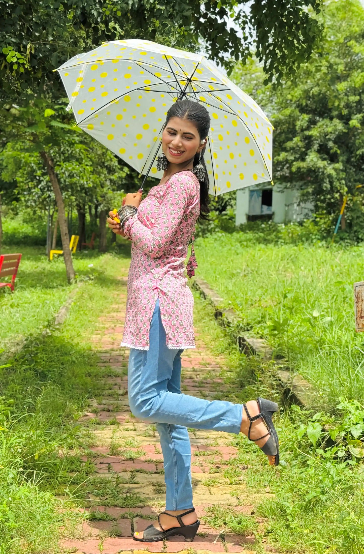 Blossom Pink Jaipuri Short Kurta